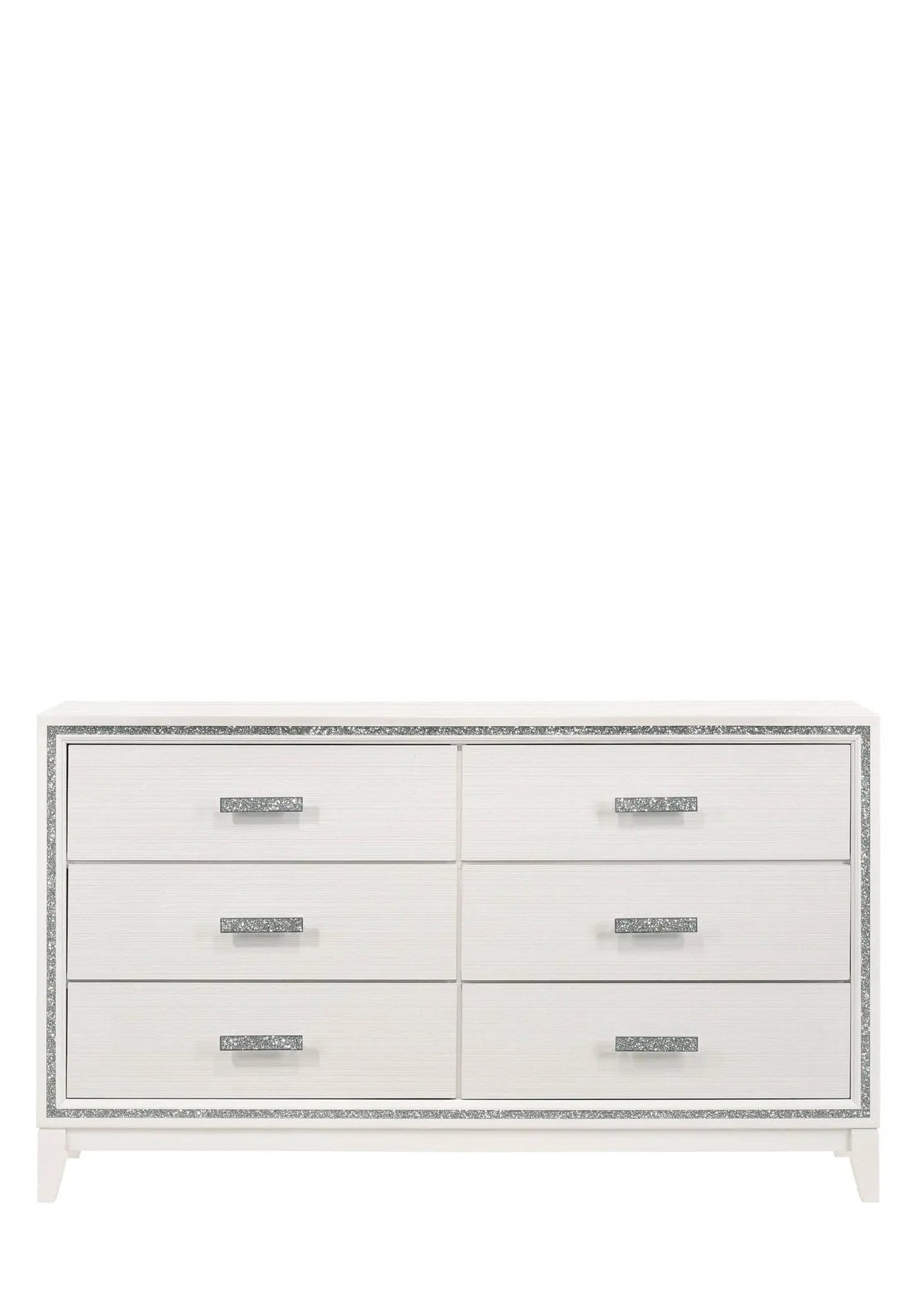 Haiden Dresser with Silver Trim Six Drawers