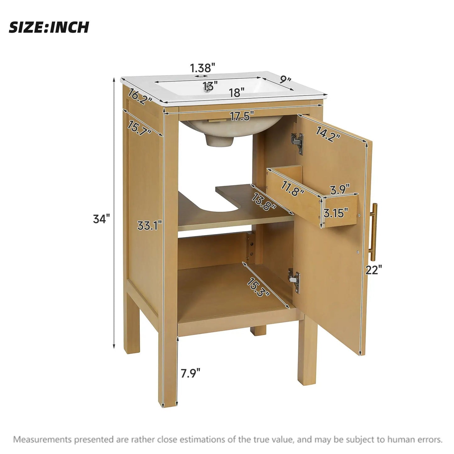 Bathroom Cabinet With Sink and Adjustable Shelf