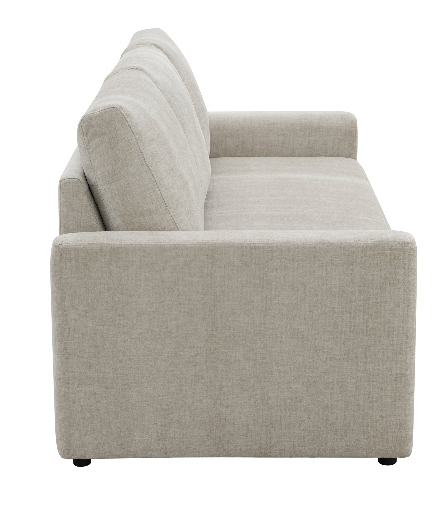 Leira Beige Linen Pull Out Sleeper sectional sofa in beige fabric with slim armrest on Tampa Home & Garden Store