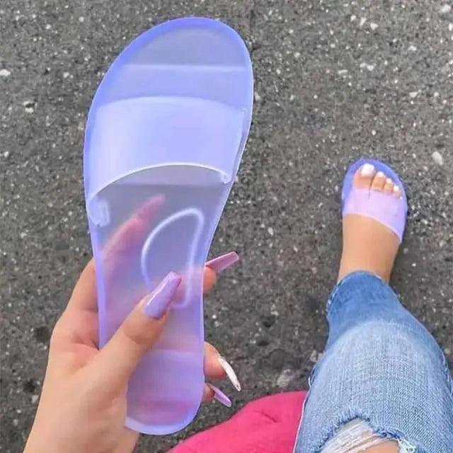 Jelly slipper Stevvex ST81155ANK, lavender translucent women sandal with candy color design on Tampa Home & Garden Store