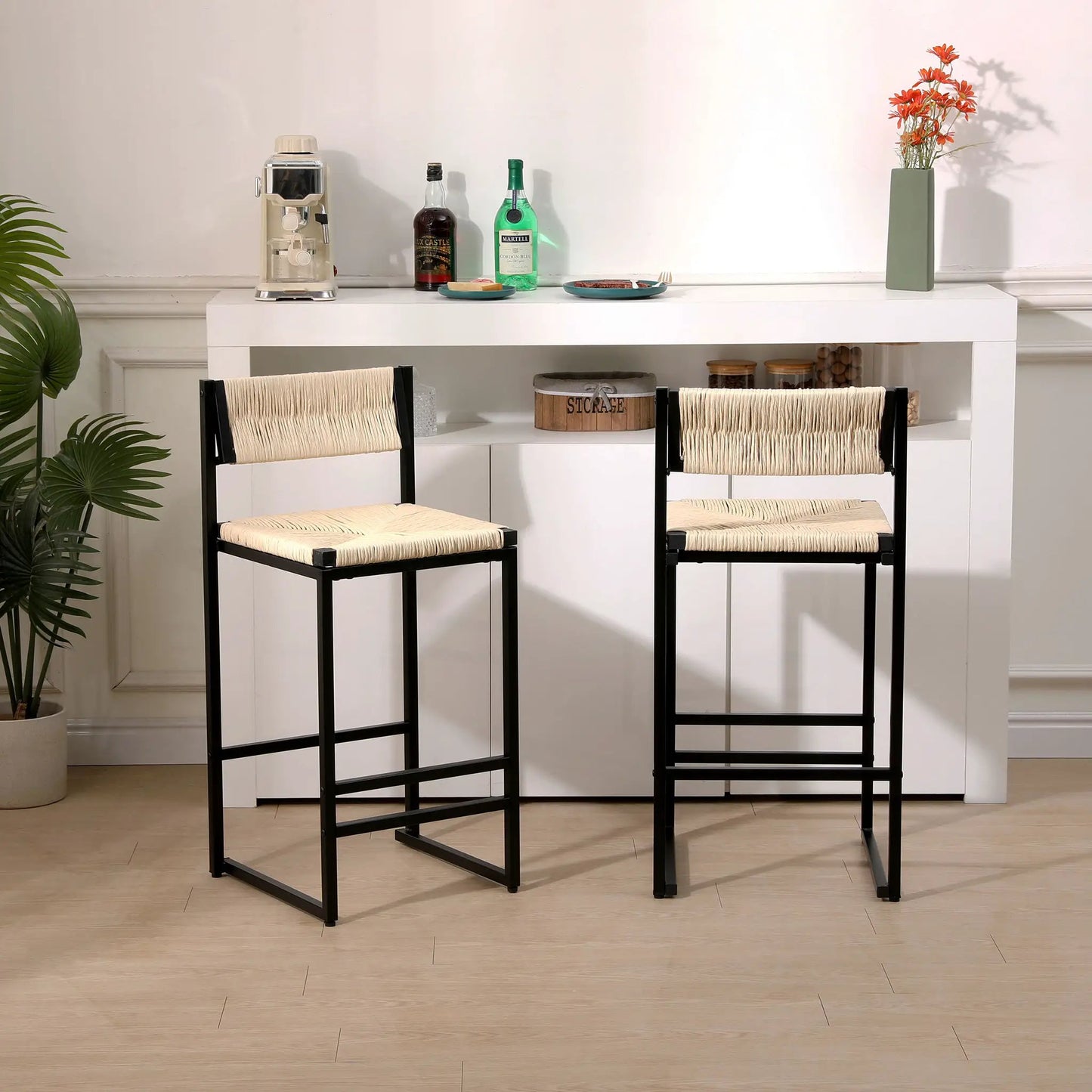 Bar Stools Paper Rope Weave Dining Chairs