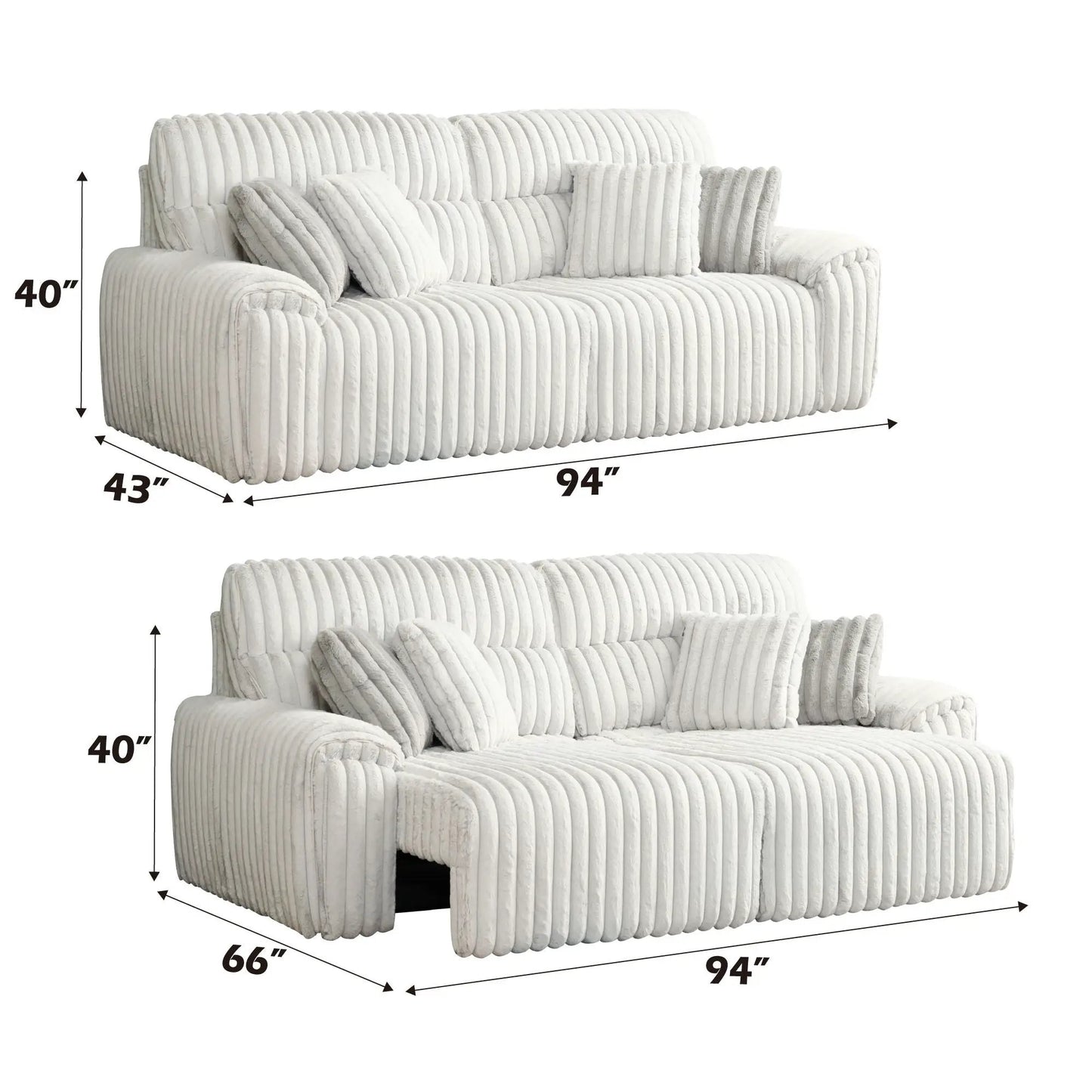 Jaya Power Motion Sofa with Sleeper & USB Port in Mondo Gray corded fabric by Unique Piece Furniture on Tampa Home & Garden Store