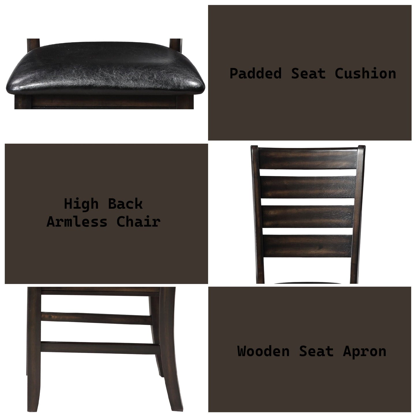 Urbana Synthetic Leather Side Chair Set of 2 with dark wood frame and black padded faux leather seat on Tampa Home & Garden Store
