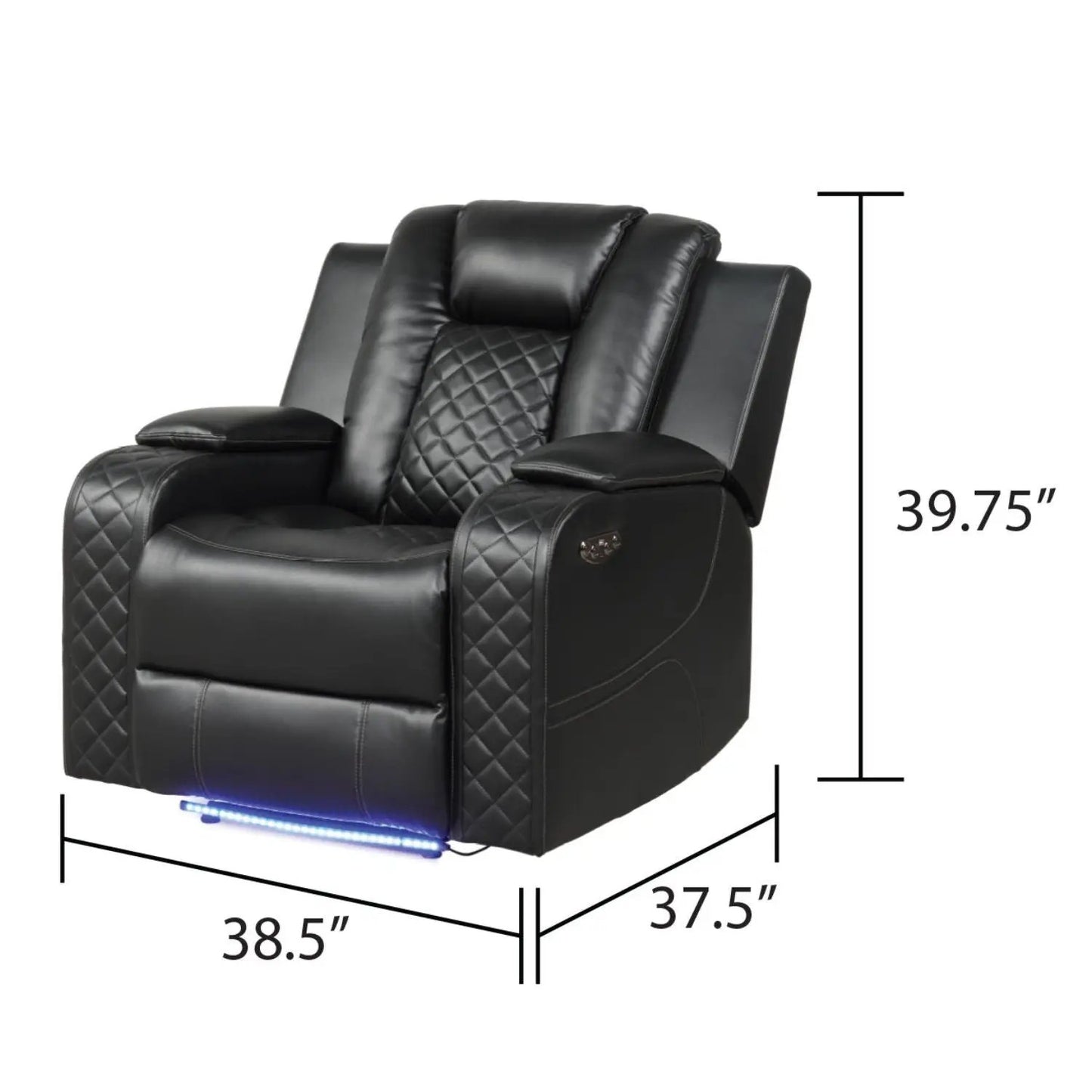 Benz LED Power Recliner with Adjustable Headrest in black by Unique Piece Furniture on Tampa Home & Garden Store