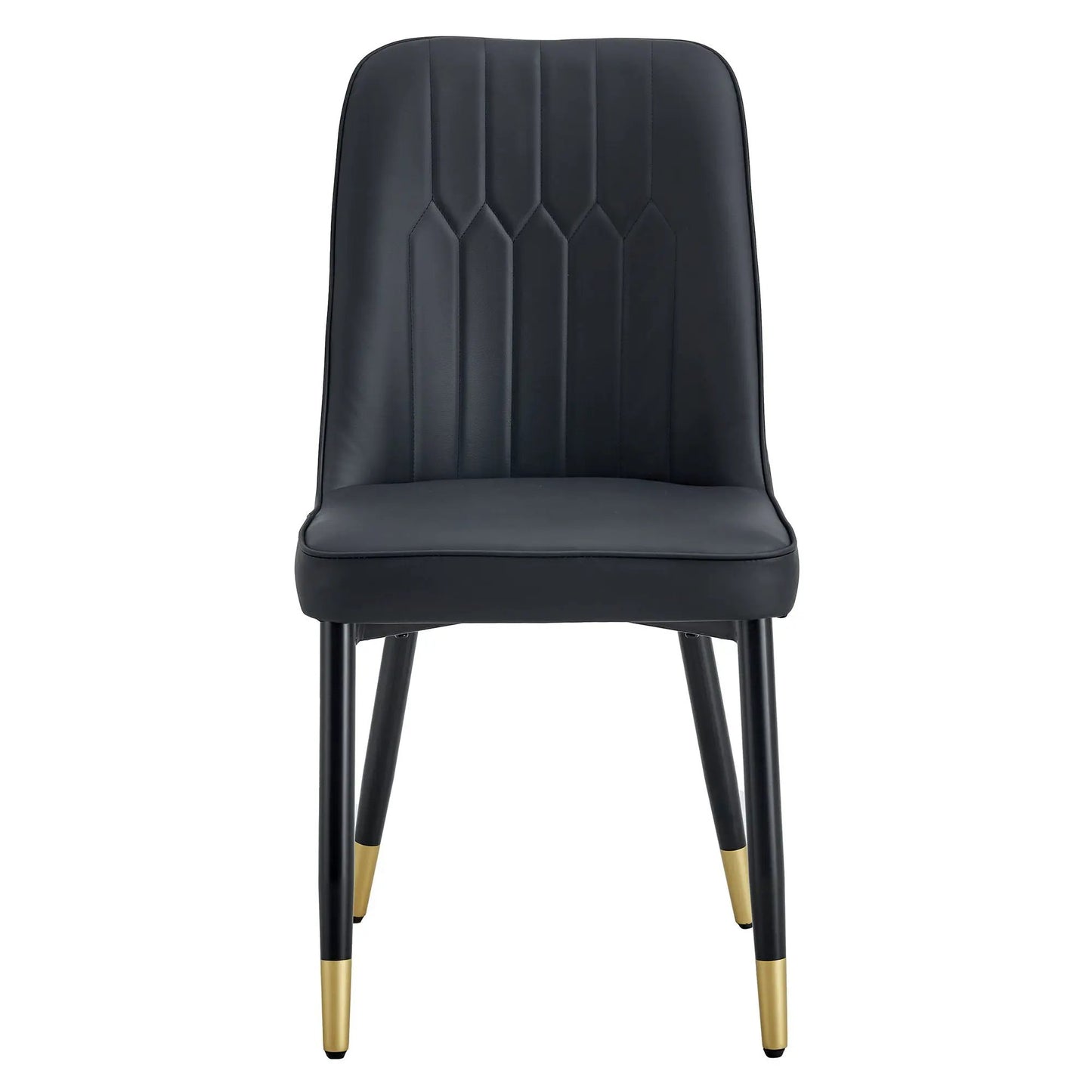 Modern Chair With Metal Legs black faux leather stitched back gold-tipped legs on Tampa Home & Garden Store