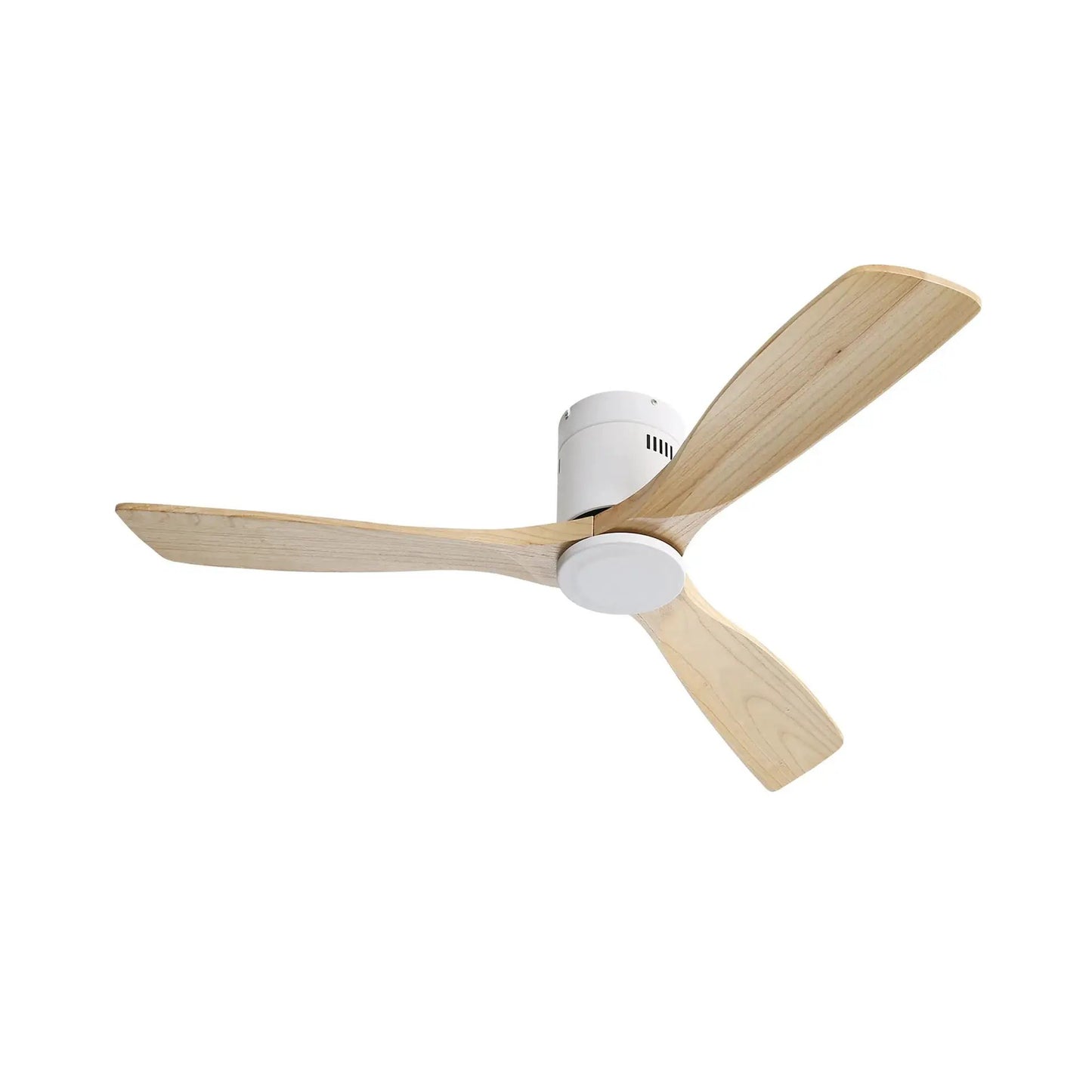 Low Profile DC Ceiling Fan with 3 natural wood blades and white motor housing Unique Piece on Tampa Home & Garden Store