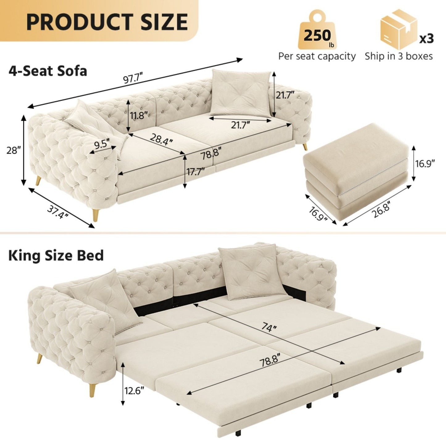 The 3 In 1 Convertible Sofa and Deep Seats