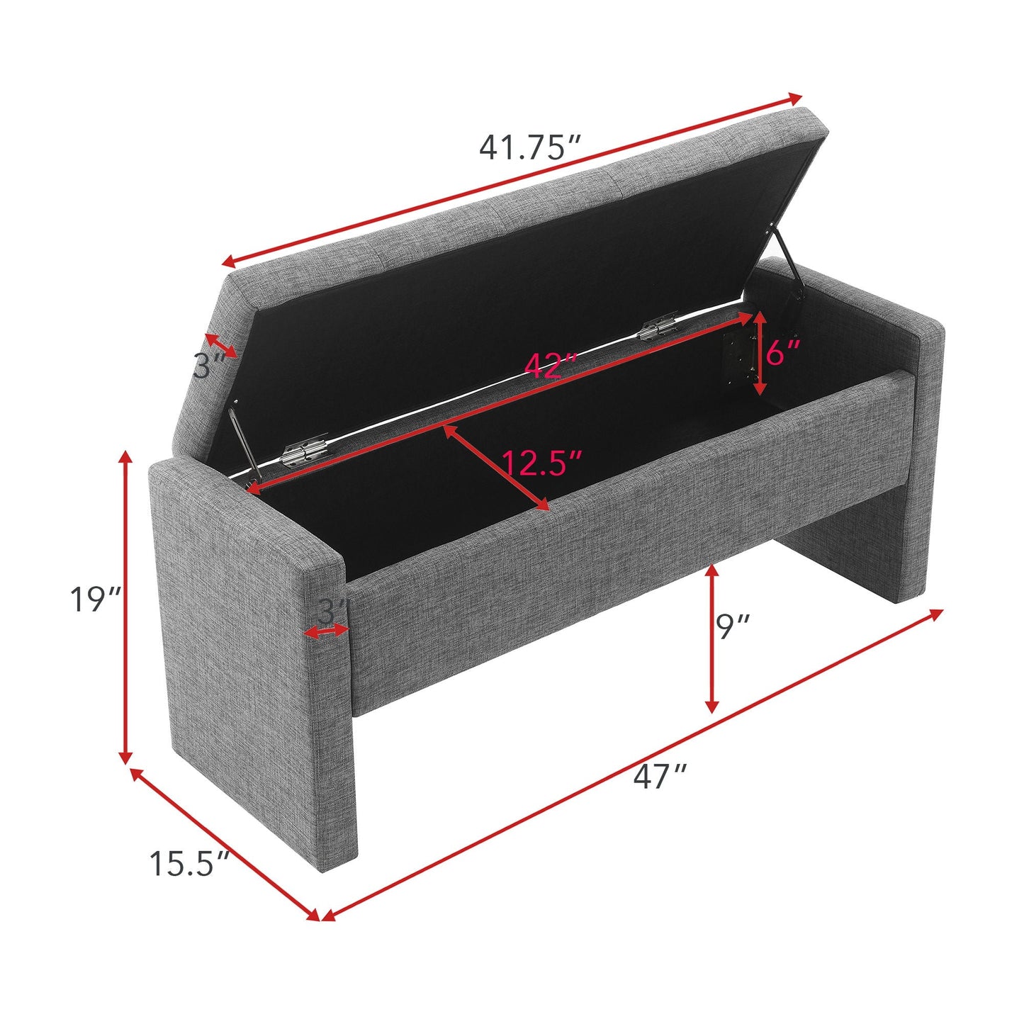 Modern Upholstered Bed End Bench with Storage