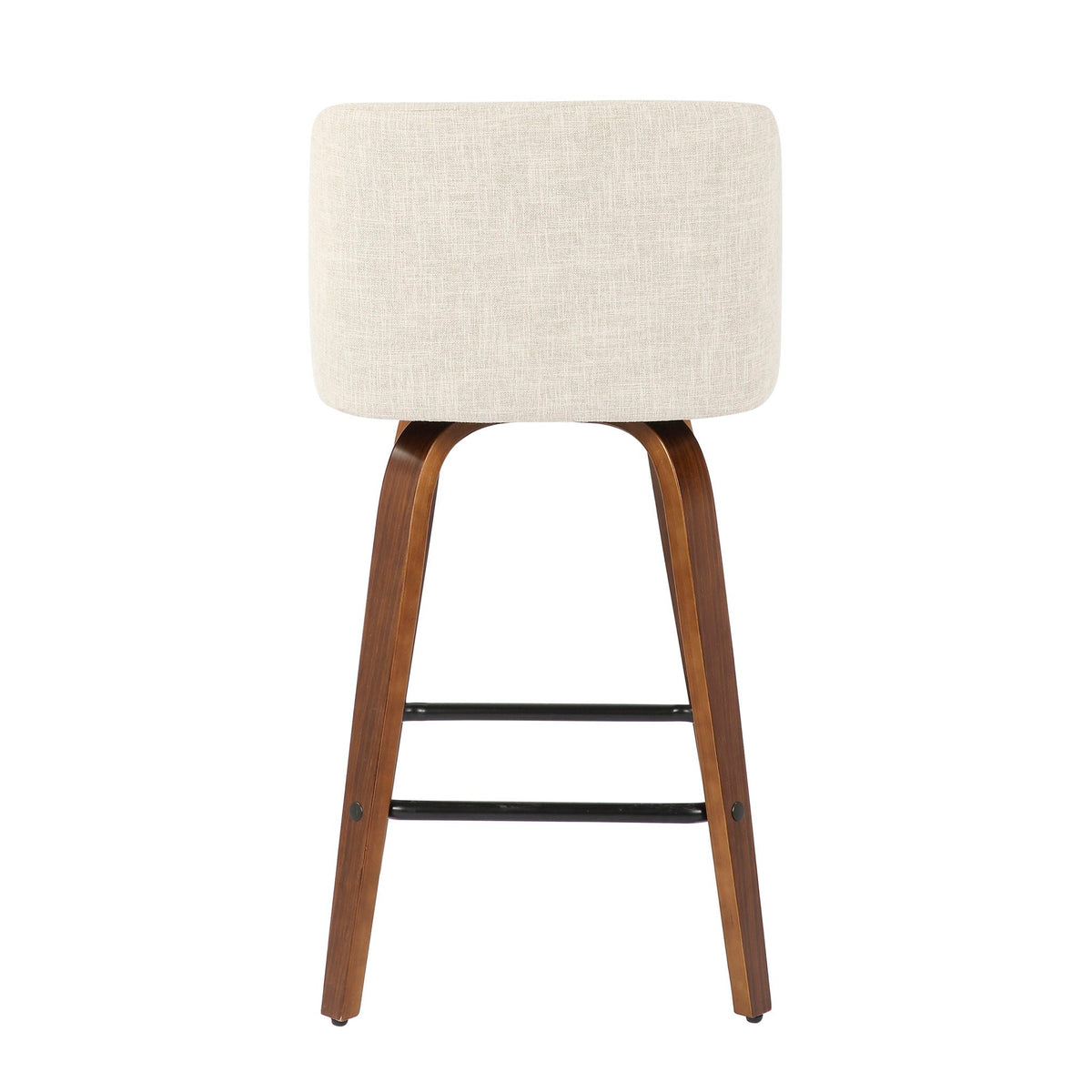 Counter stools set of 2 with walnut wood legs, cream fabric, square footrest by HouseOfZazla on Tampa Home & Garden Store