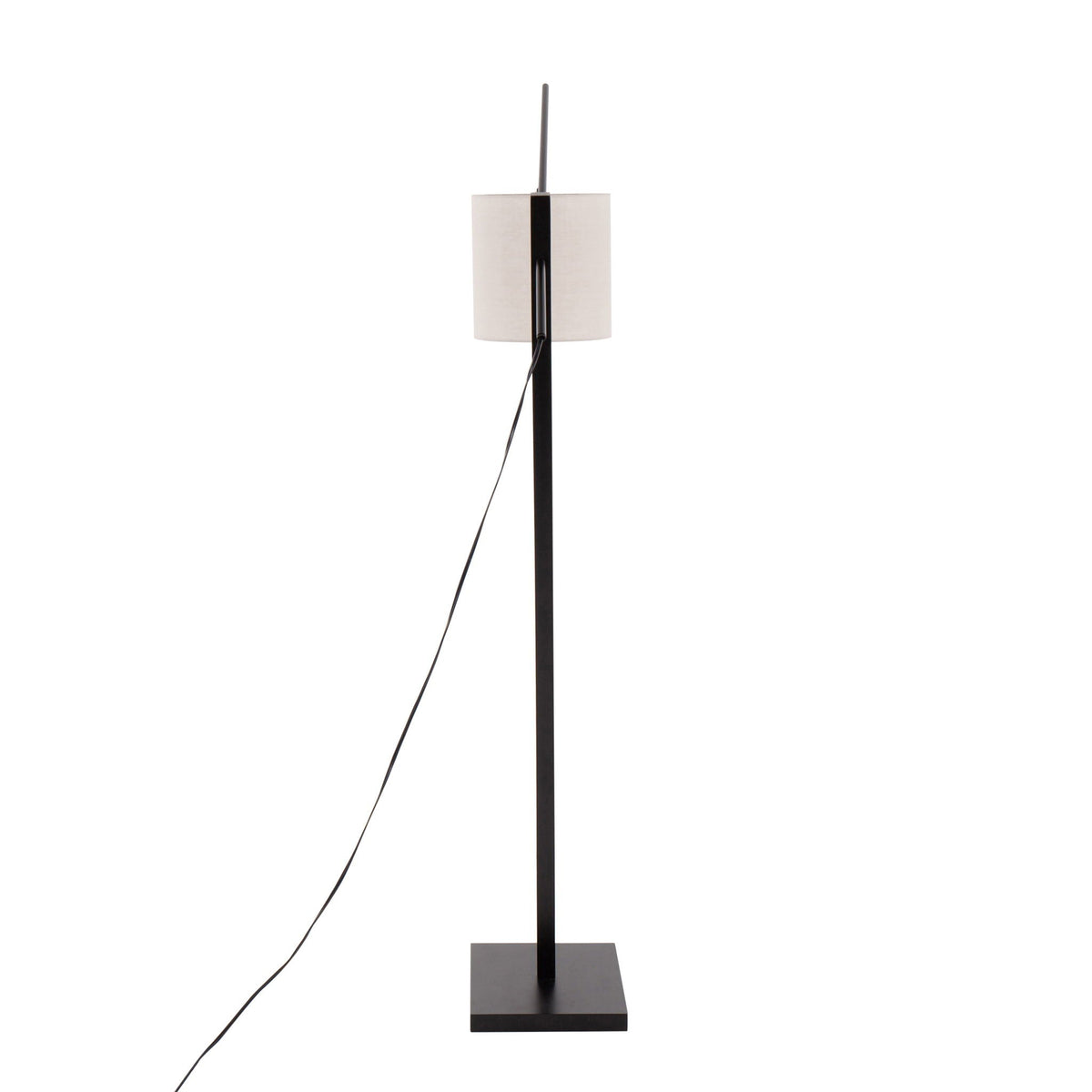 Arturo contemporary floor lamp with black metal stem and beige rectangular shade square base on Tampa Home & Garden Store