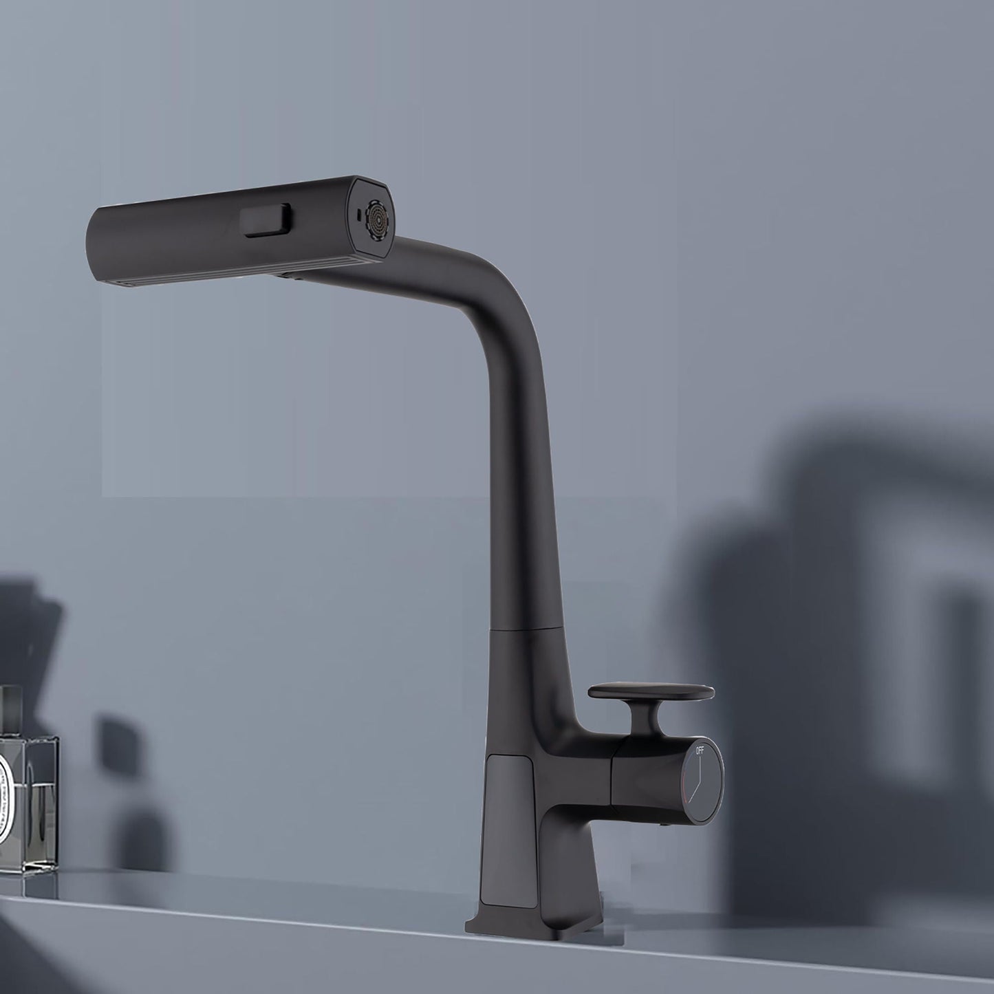 Waterfall Faucet With Display and Pull Down Spray