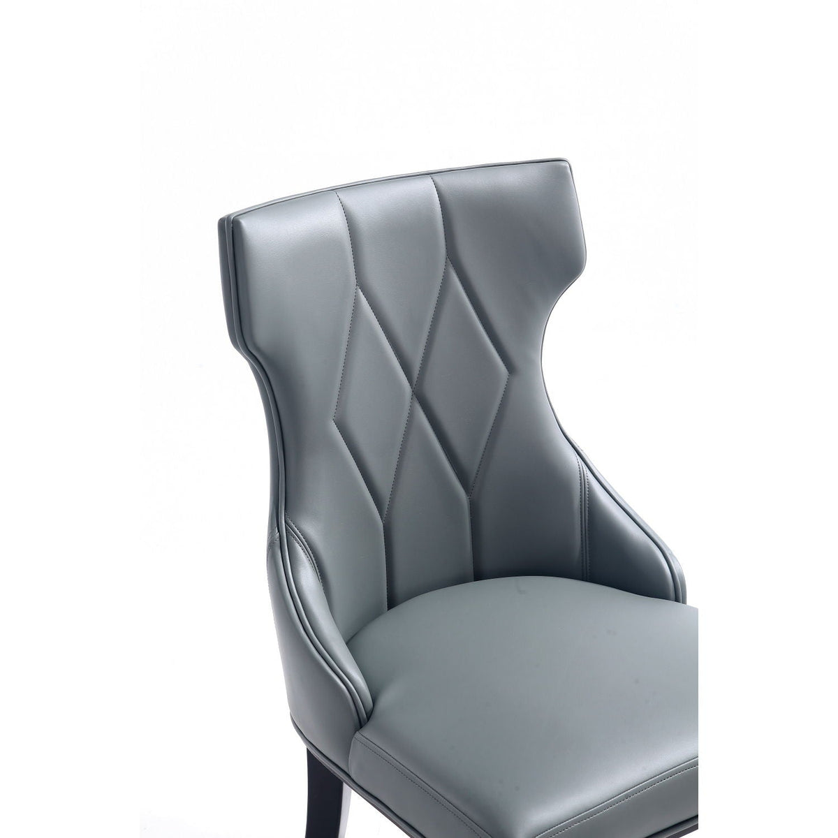 Reine dining chair set of 2, gray faux-leather with diamond tufting, solid wood frame on Tampa Home & Garden Store