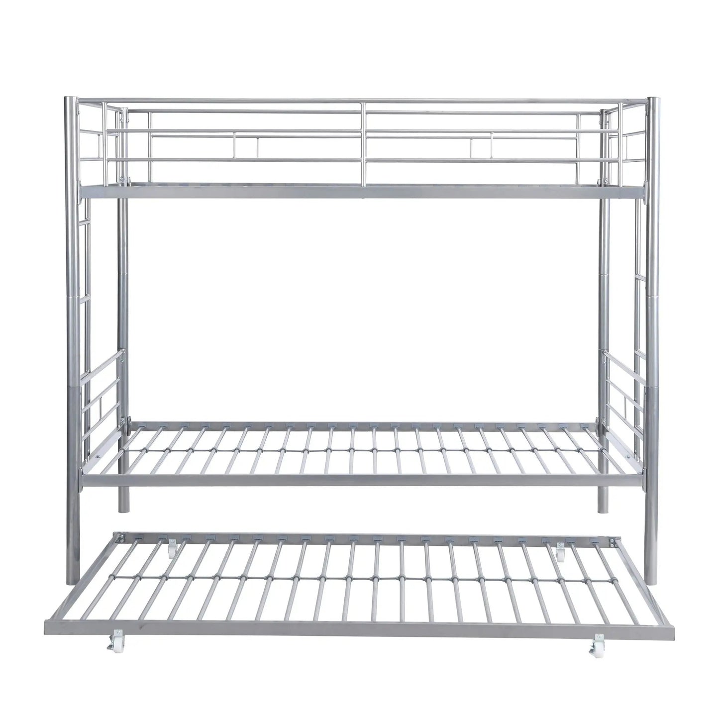 Bunk Bed With Trundle chrome metal frame with slatted guard rails on Tampa Home & Garden Store