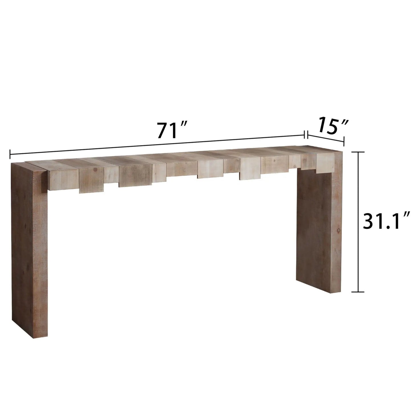 Modern Rustic Table with Sculpted Block Design