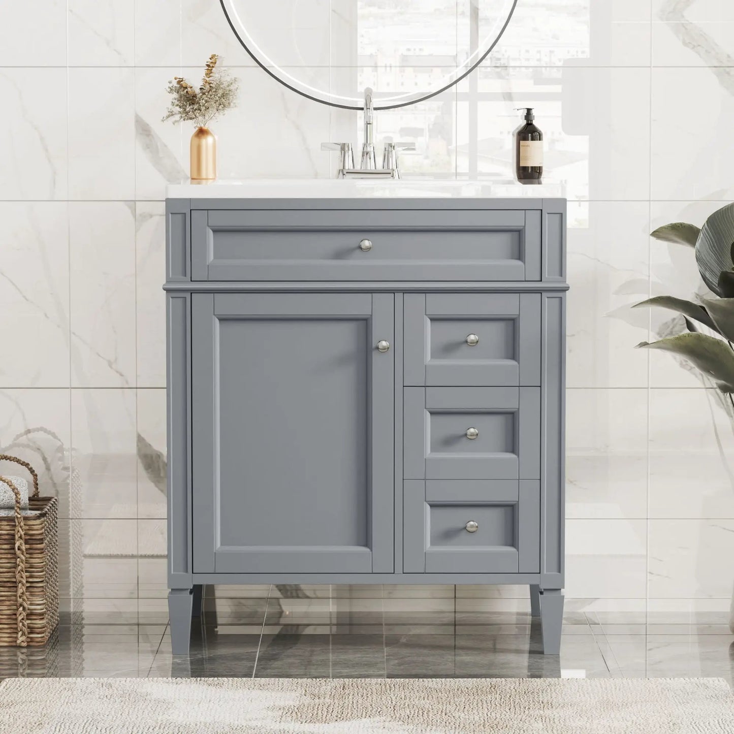 Bathroom Vanity With Top Sink blue-gray finish, 2 drawers & tip-out, Unique Piece Furniture on Tampa Home & Garden Store