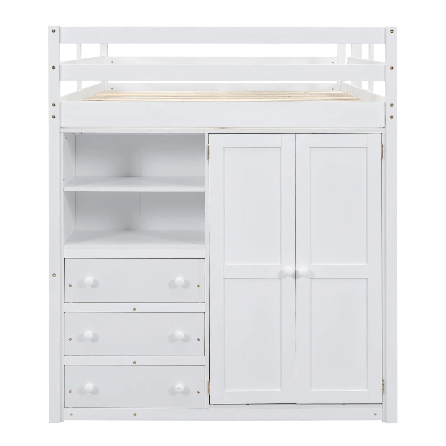 Loft bed with built-in wardrobe and drawers in white by Unique Piece Furniture on Tampa Home & Garden Store