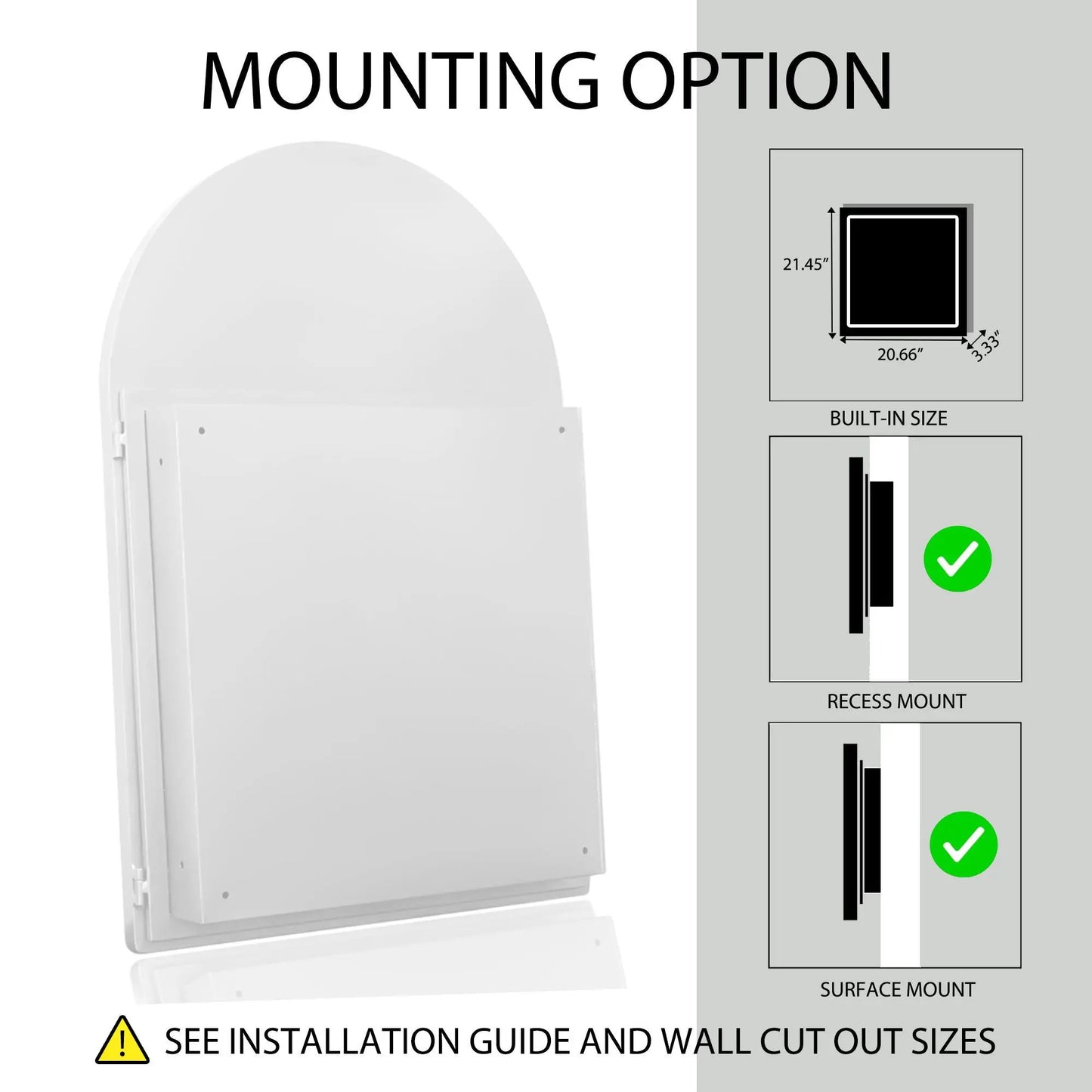 Arched Recessed Medicine Cabinet with Mirror