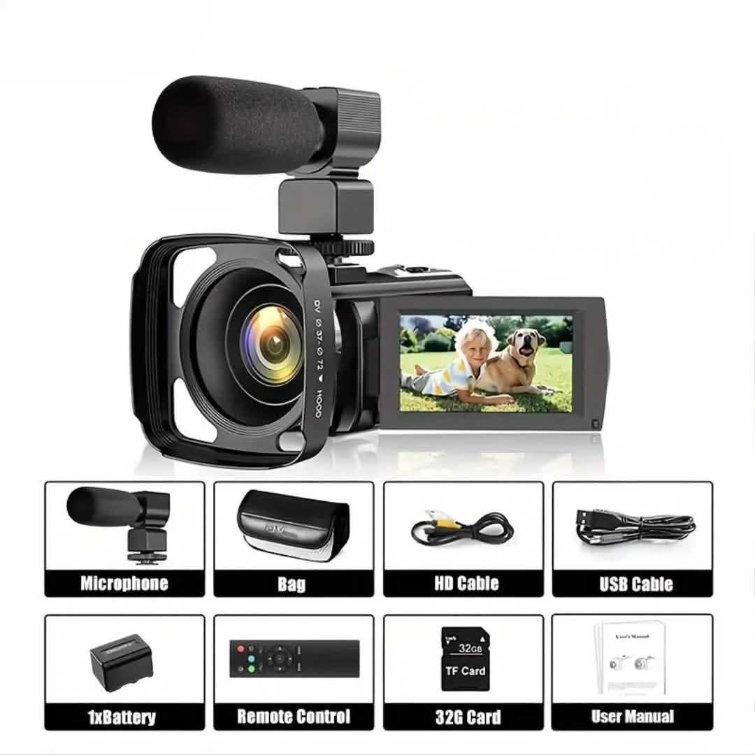 DailySale camcorder bundle with 16x zoom 1080P HD camera, mic, hood and bag 32GB TF card on Tampa Home & Garden Store