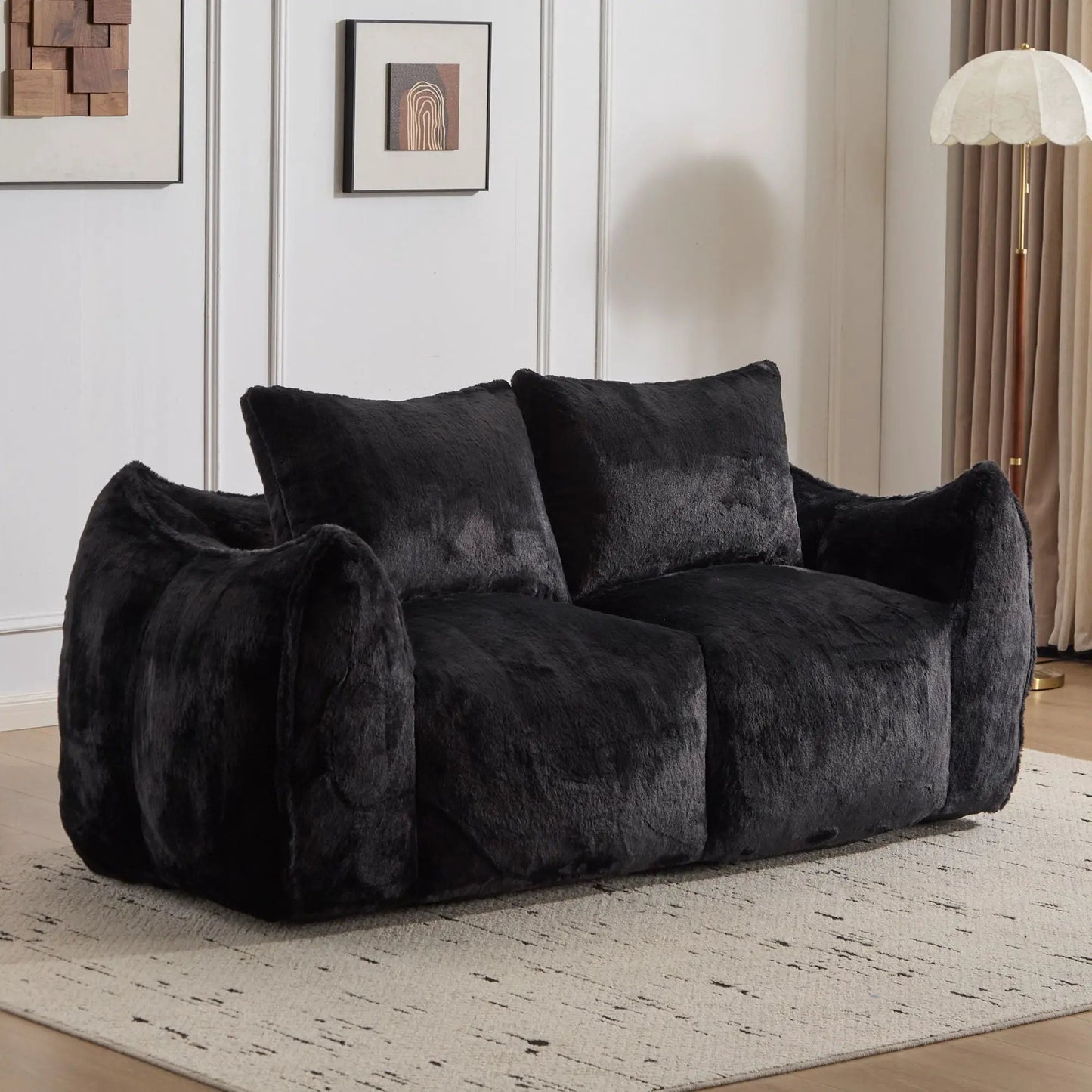 Giant Bean Bag Couch and Fluffy Loveseat