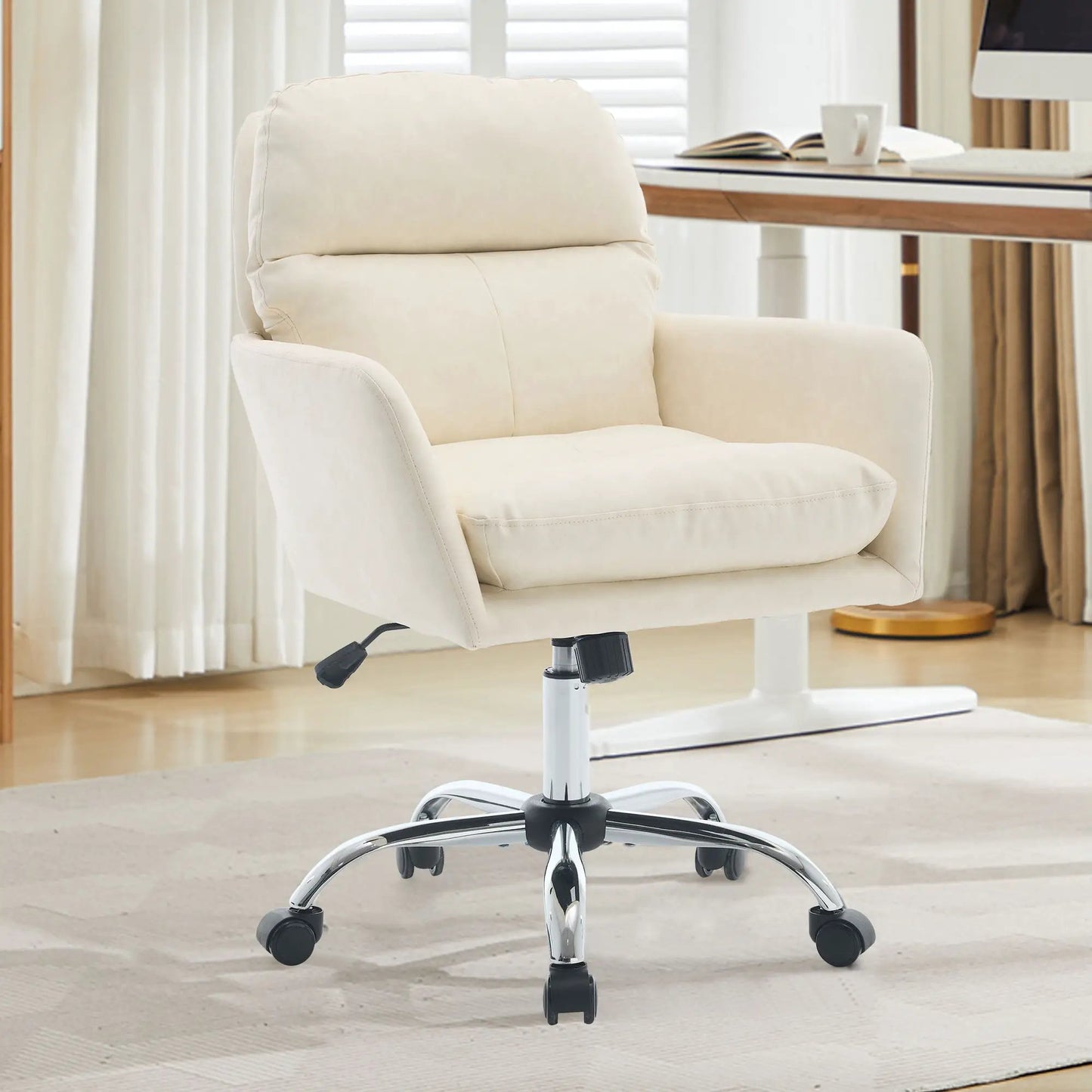 Office chair with adjustable height, cream upholstery, Unique Piece Furniture swivel on Tampa Home & Garden Store