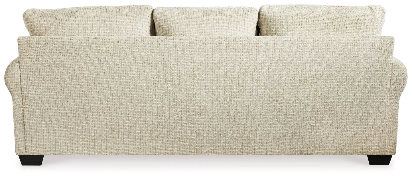 Monaghan sandstone sofa, stationary beige textured fabric with back cushions and legs on Tampa Home & Garden Store