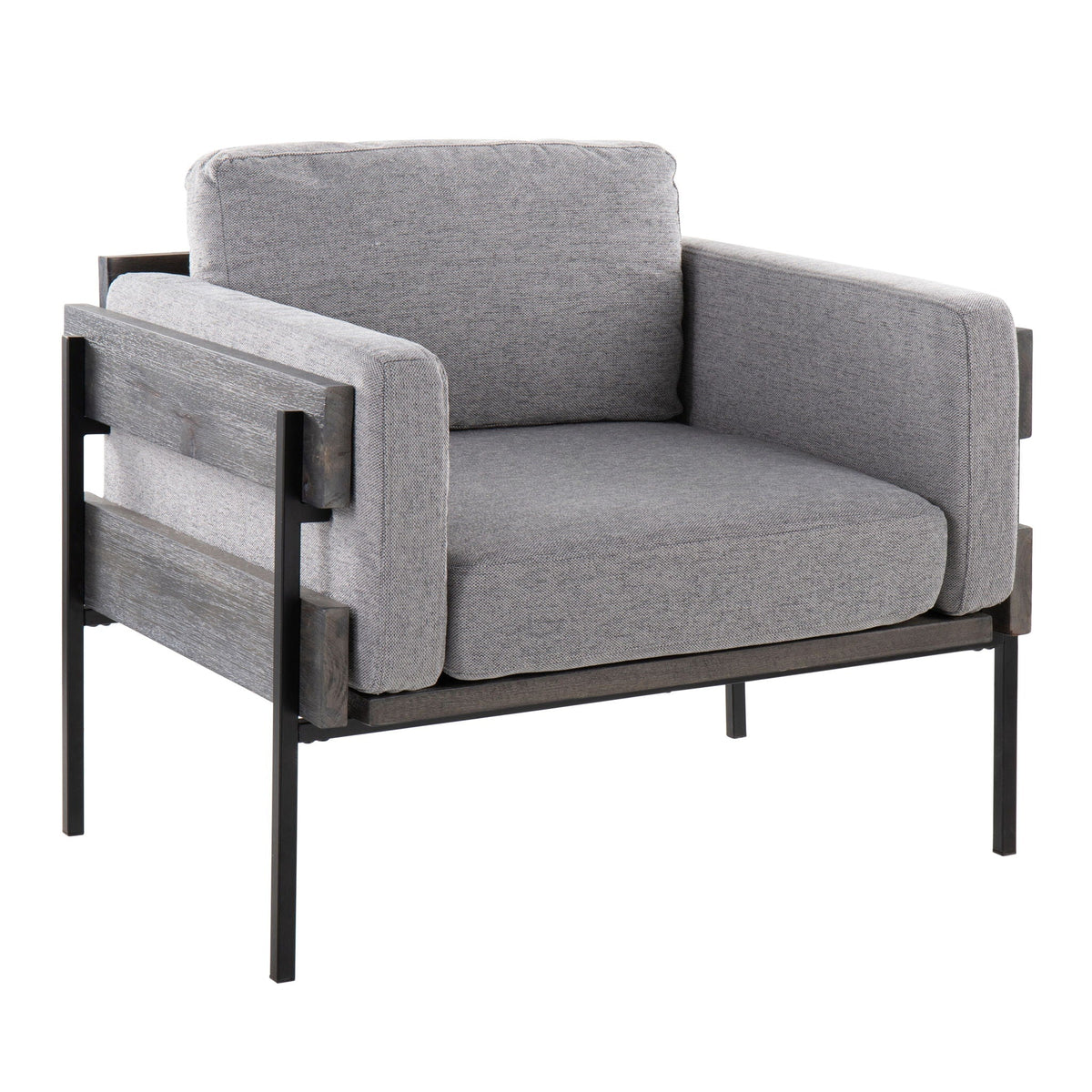 Farmhouse accent chair Kari with metal base and grey cushions by HouseOfZazla on Tampa Home & Garden Store
