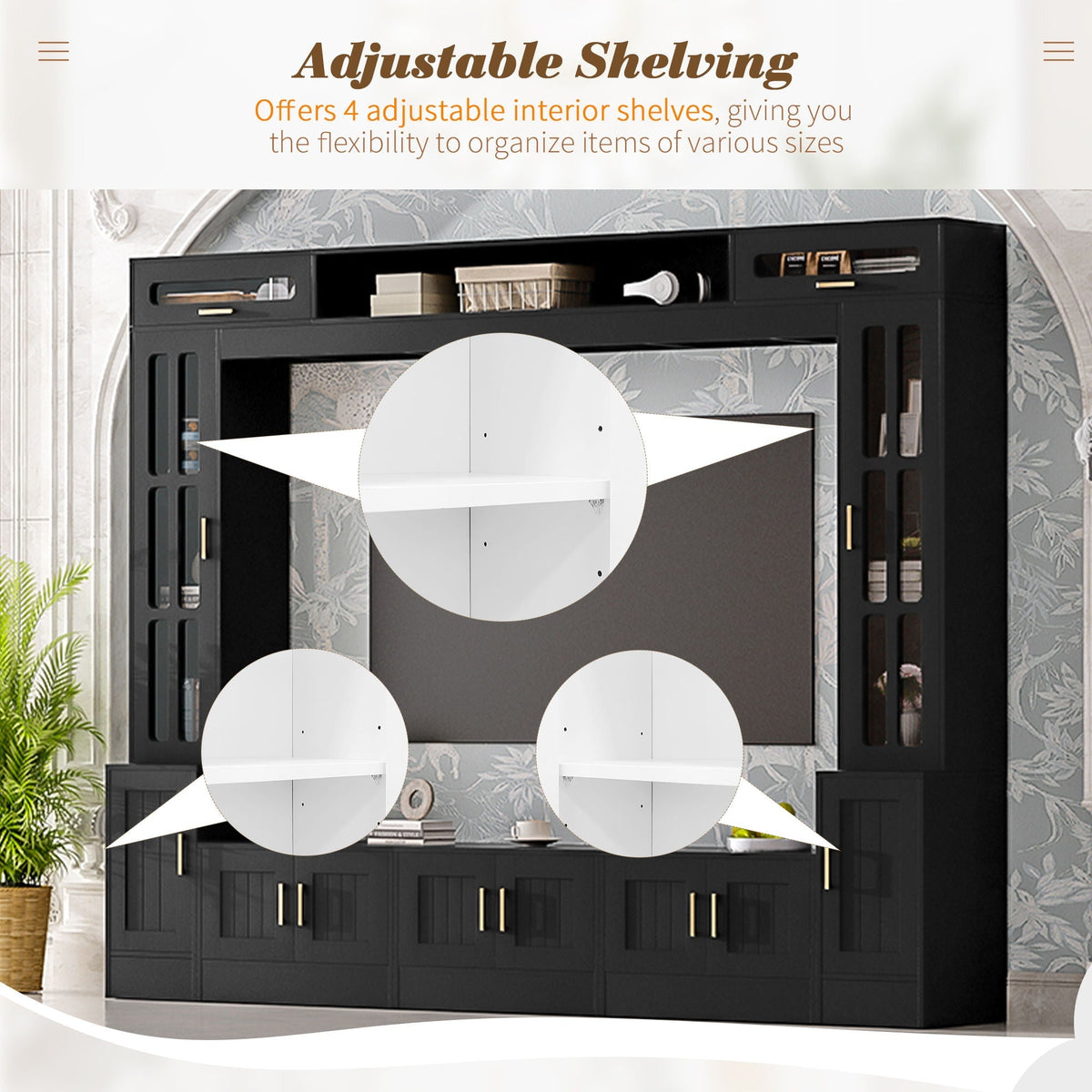 Wall Unit Entertainment Center with Glass Doors in black by HouseOfZazla on Tampa Home & Garden Store