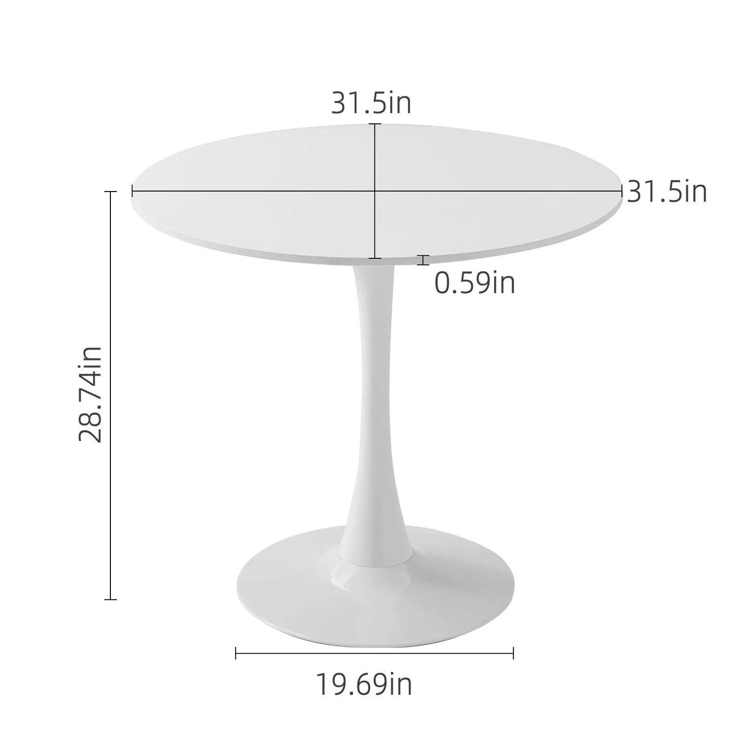 Round Dining Table With Tulip Style Base, white finish, 31.5in dia on Tampa Home & Garden Store