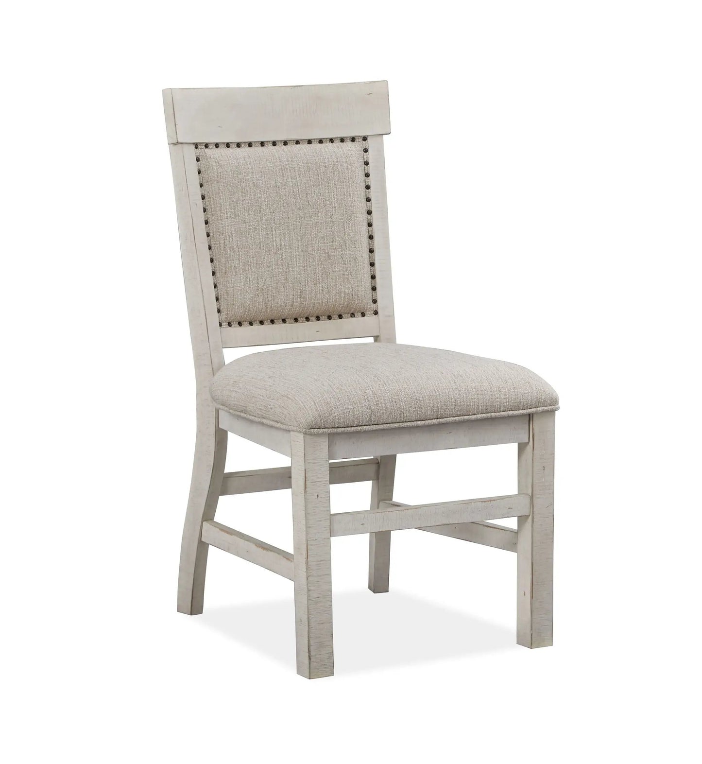 Bronwyn dining side chairs set of 2 alabaster upholstered beige seats and nailhead trim on Tampa Home & Garden Store