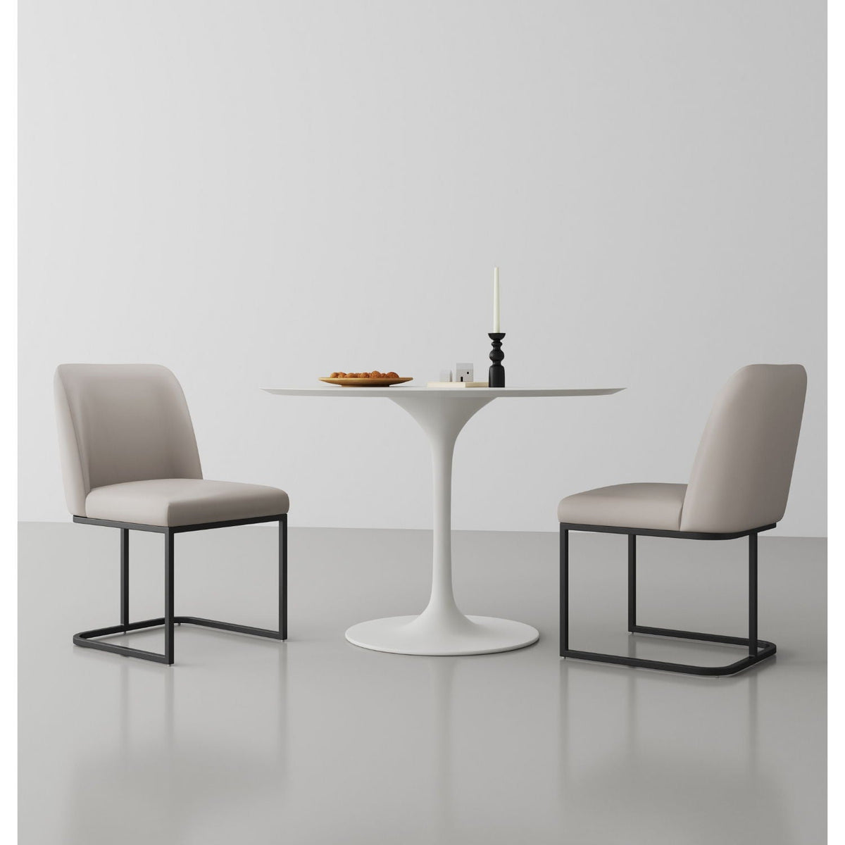 Serena Dining Chair with Geometric Metal Base, beige upholstery, 2-pack by HouseOfZazla on Tampa Home & Garden Store