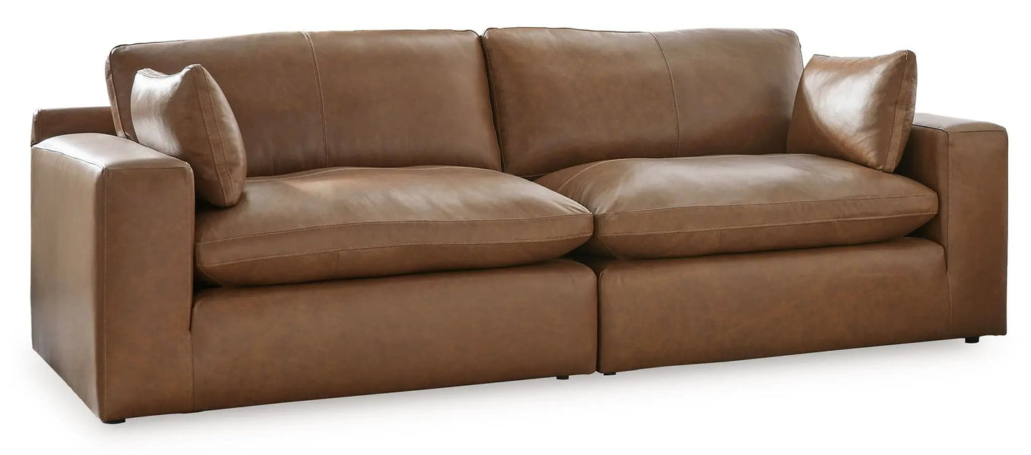 Emilia 3 Piece Sectional Loveseat Caramel Ottoman