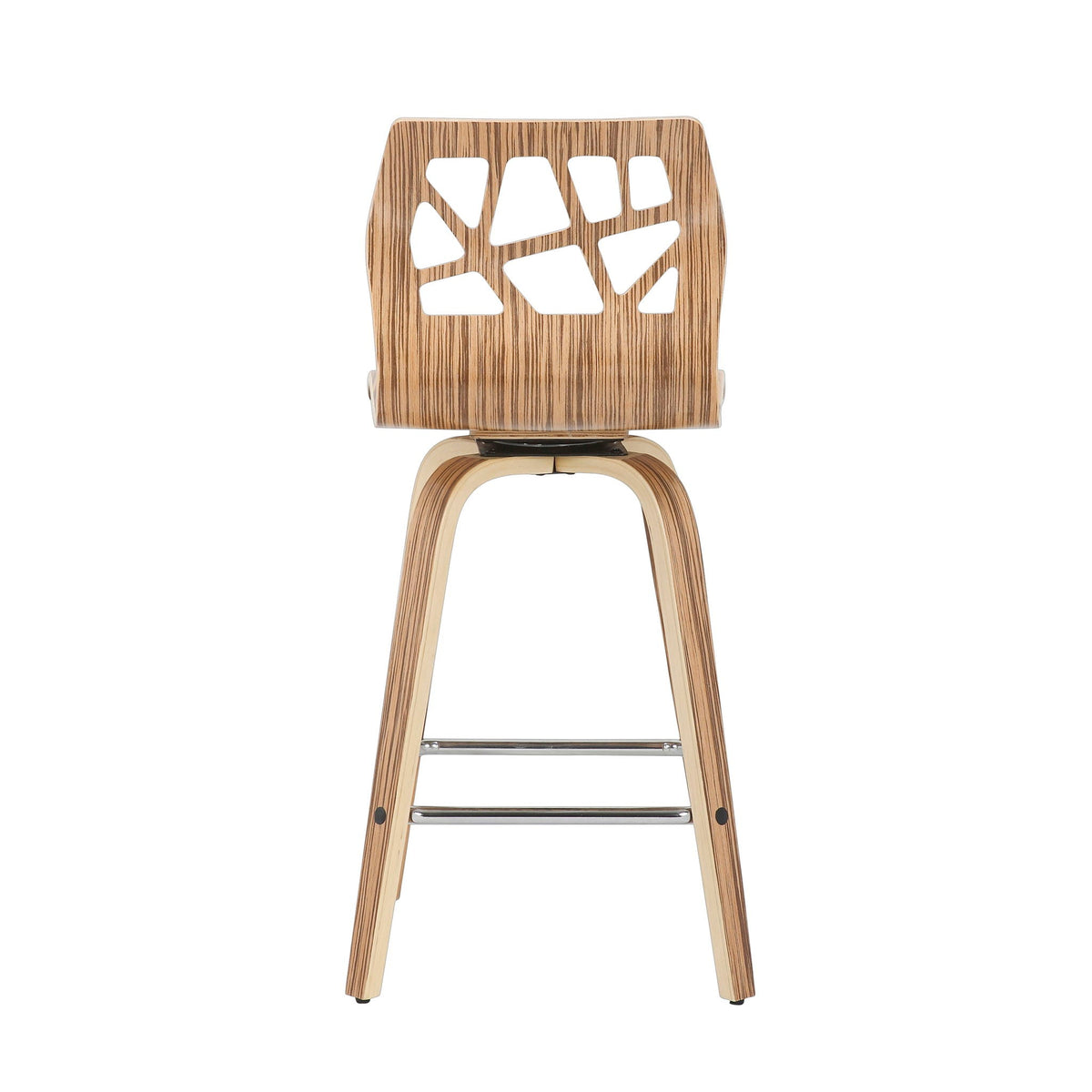 Folia mid-century counter stool set of 2 in natural wood with back and metal footrest on Tampa Home & Garden Store