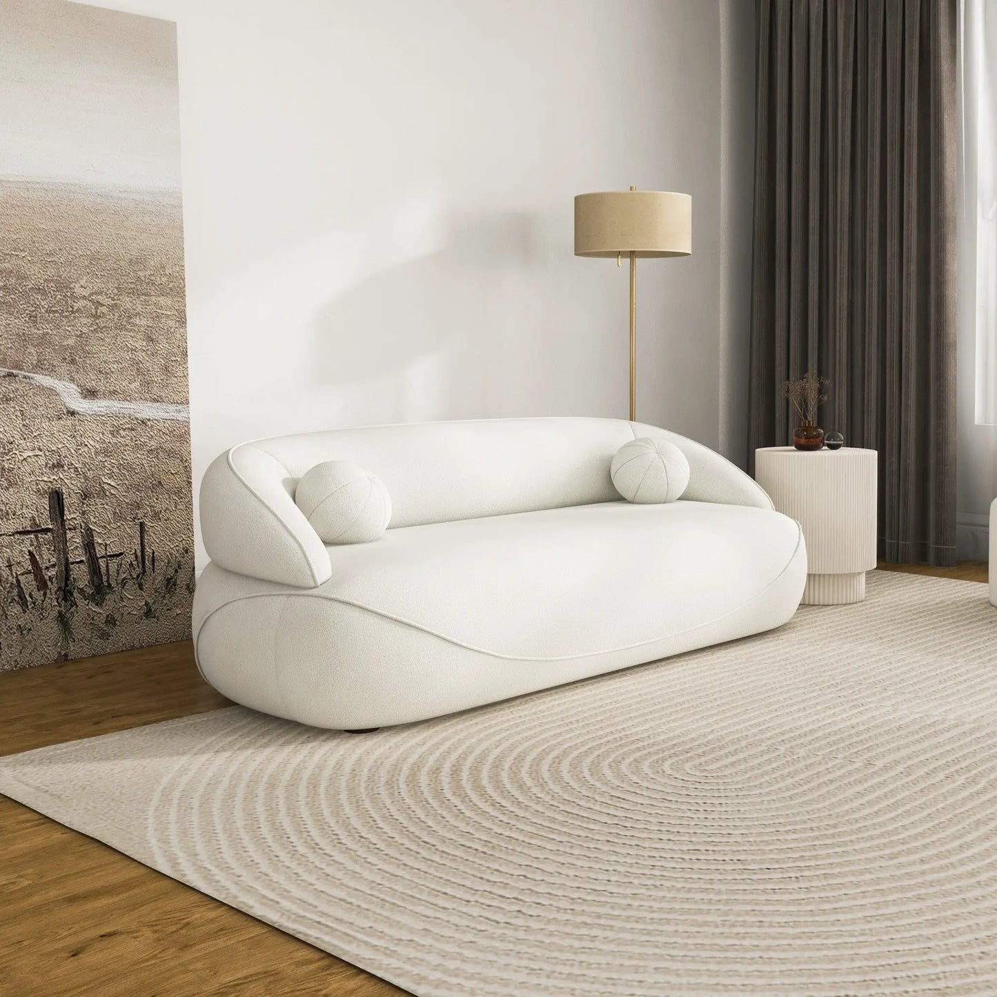 Andrew - Boucle Sofa white boucle fabric, stationary sofa by Unique Piece Furniture on Tampa Home & Garden Store