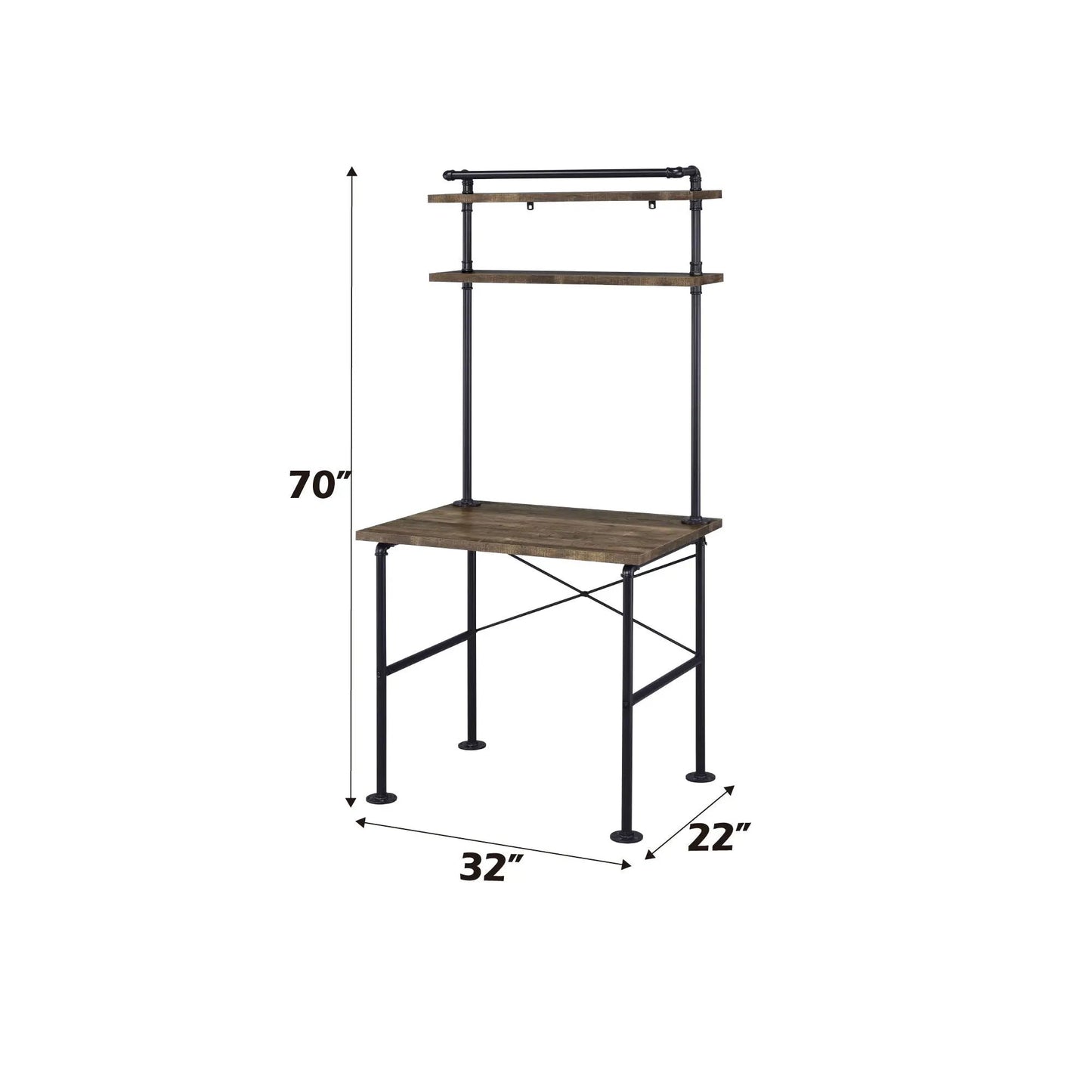 Ensata Rustic Writing Desk Black Oak Finish