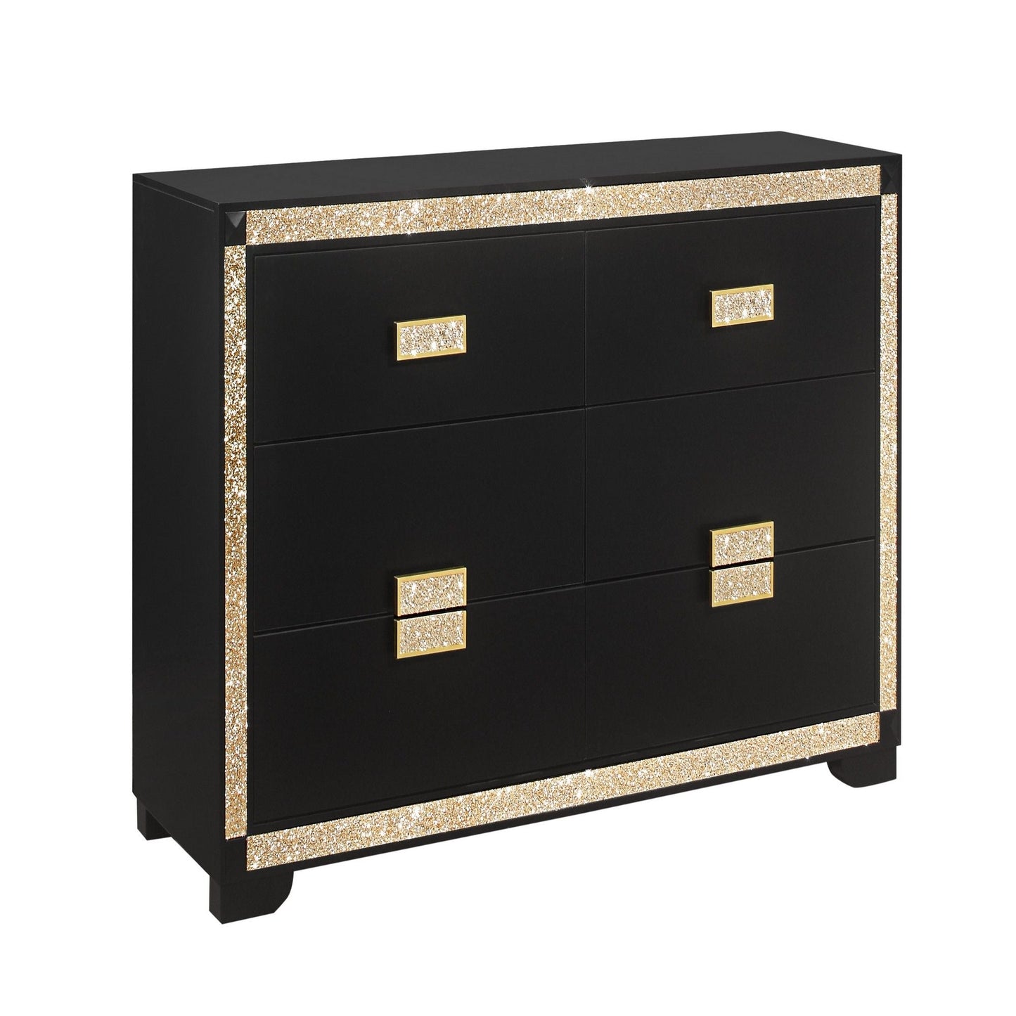 Black Glitter Dresser With Thick Bars And Drawers