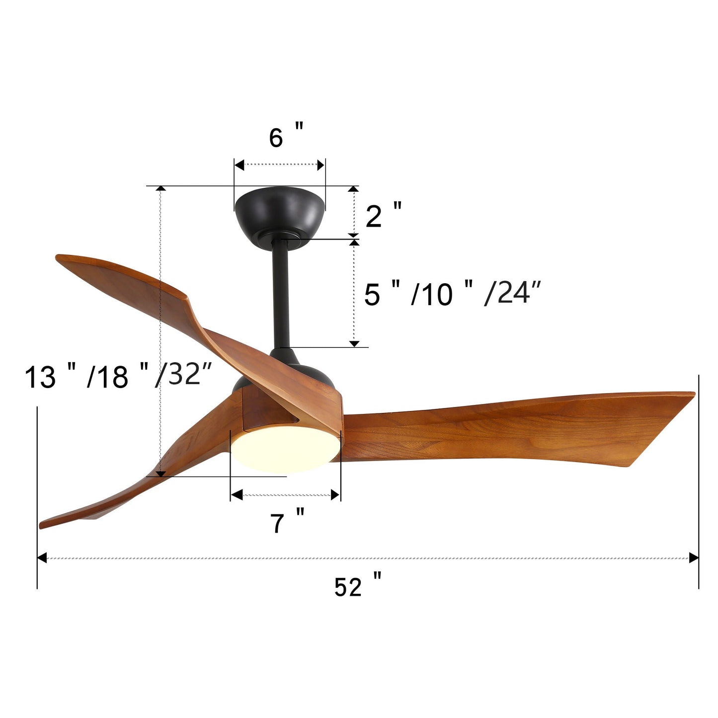Ceiling fan with reversible DC motor - Black, wood blades, HouseOfZazla on Tampa Home & Garden Store