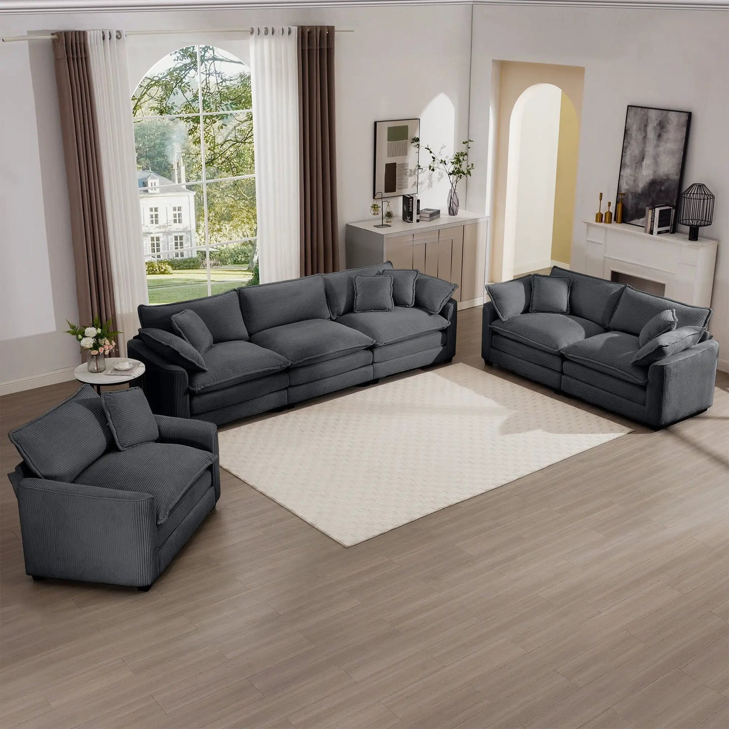 Elegant Sectional Sofa Set with Deep Seats
