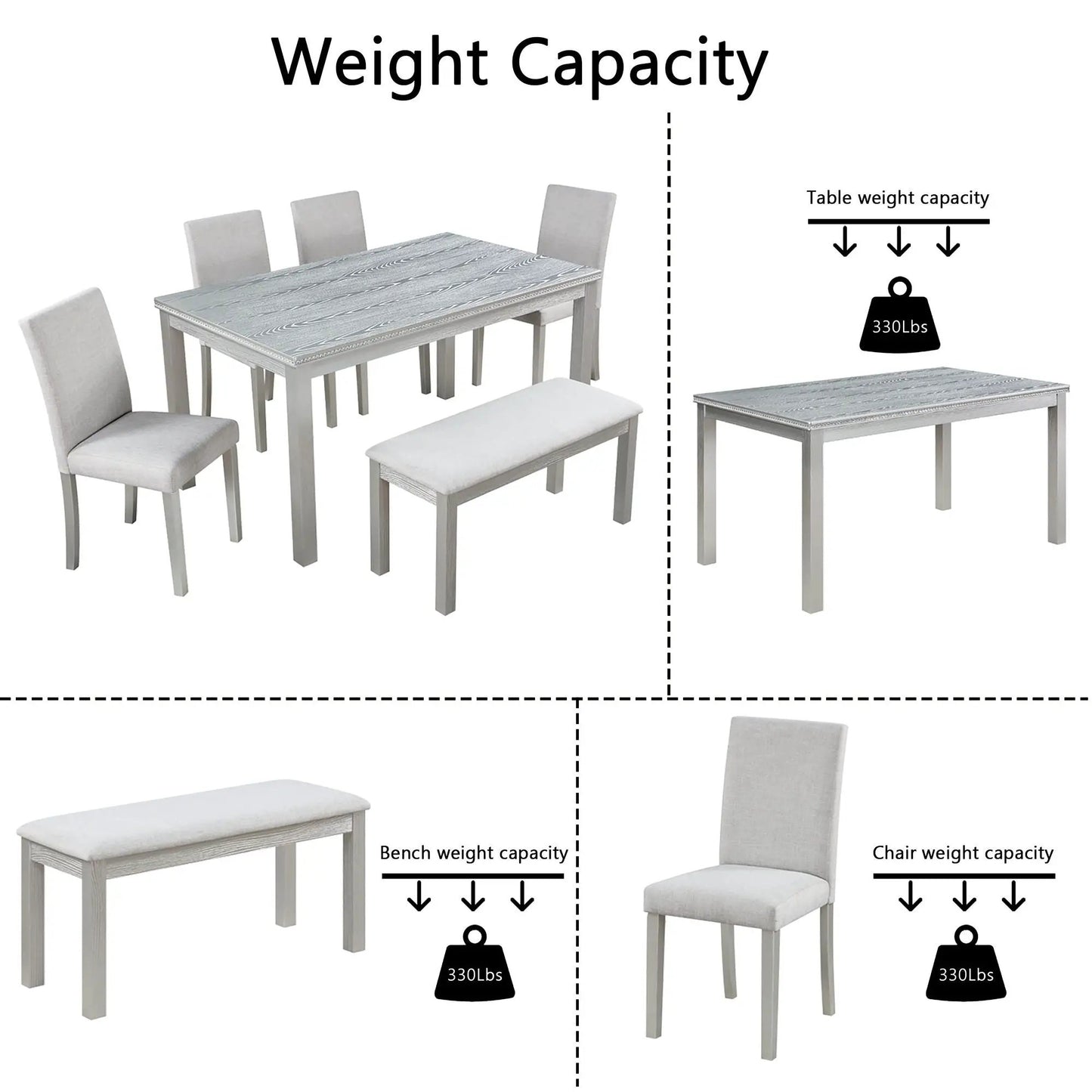 Dining Table Set With Crystal And Upholstered Chairs, 5-Piece Set by Unique Piece Furniture on Tampa Home & Garden Store