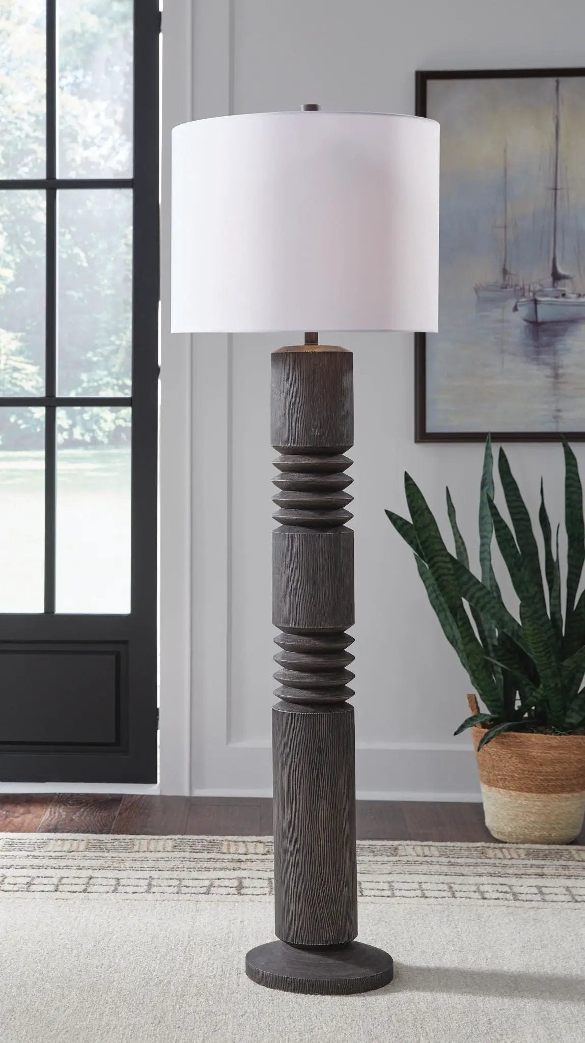 Fainwell Floor Lamp Distressed Black Finish