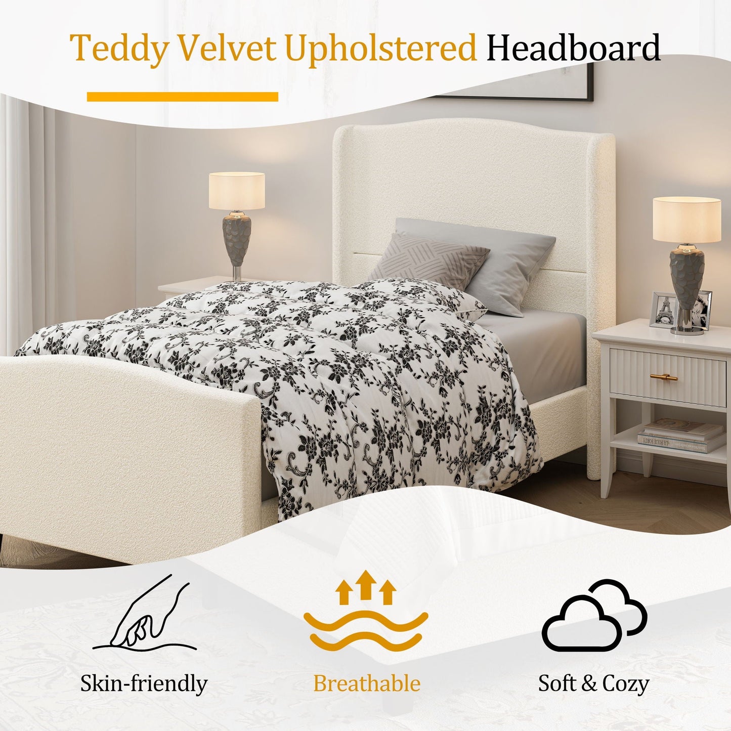 Sturdy Platform Bed Frame and a Padded Headboard