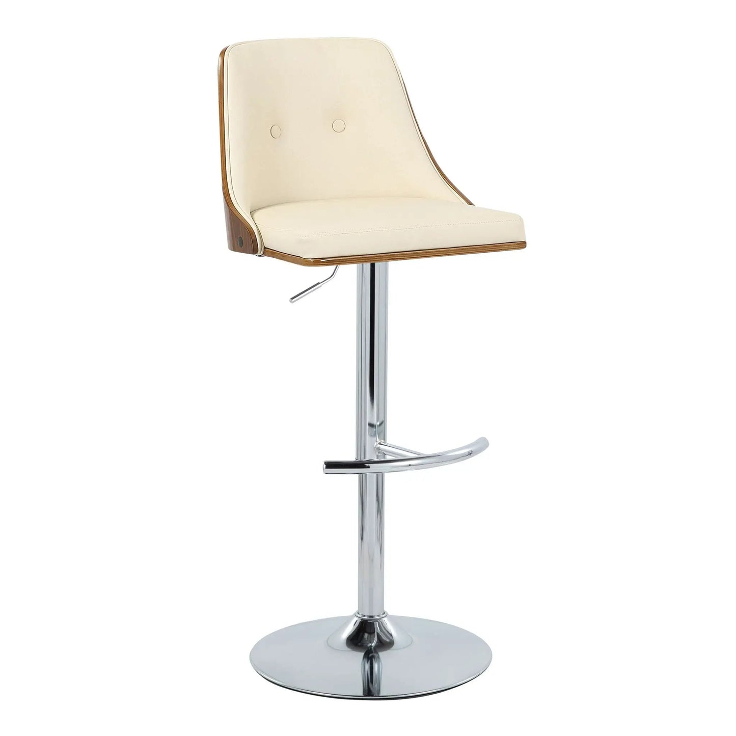 Gianna midcentury adjustable swivel barstool cream upholstery with chrome pedestal base set of 2 on Tampa Home & Garden Store