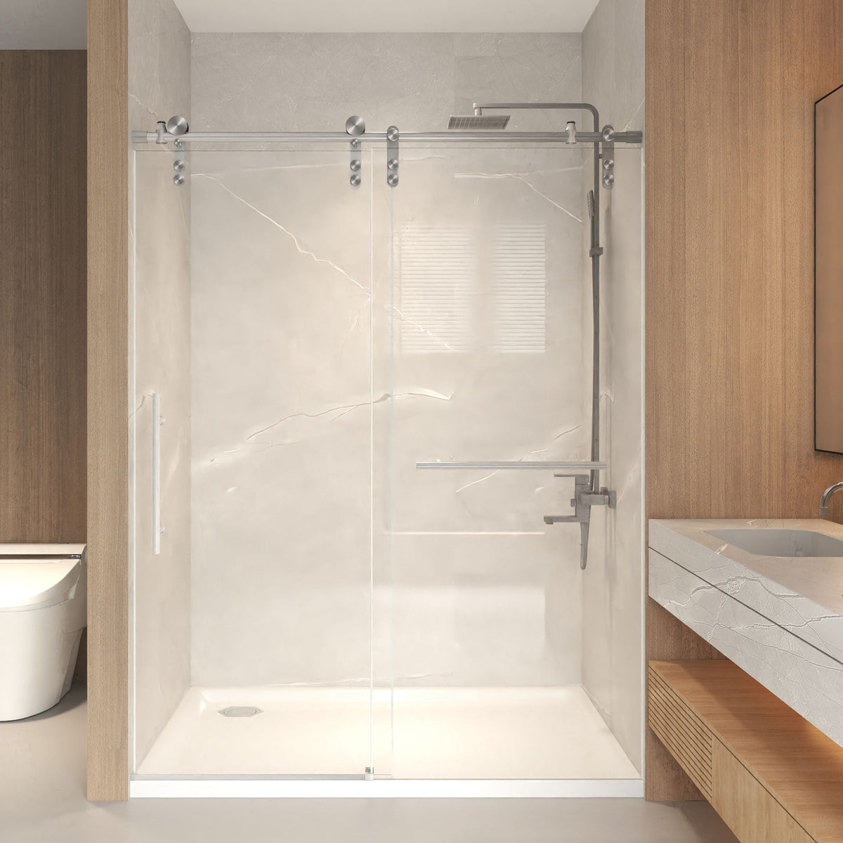 Frameless Sliding Bathtub Door with tempered glass and stainless steel hardware by HouseOfZazla on Tampa Home & Garden Store