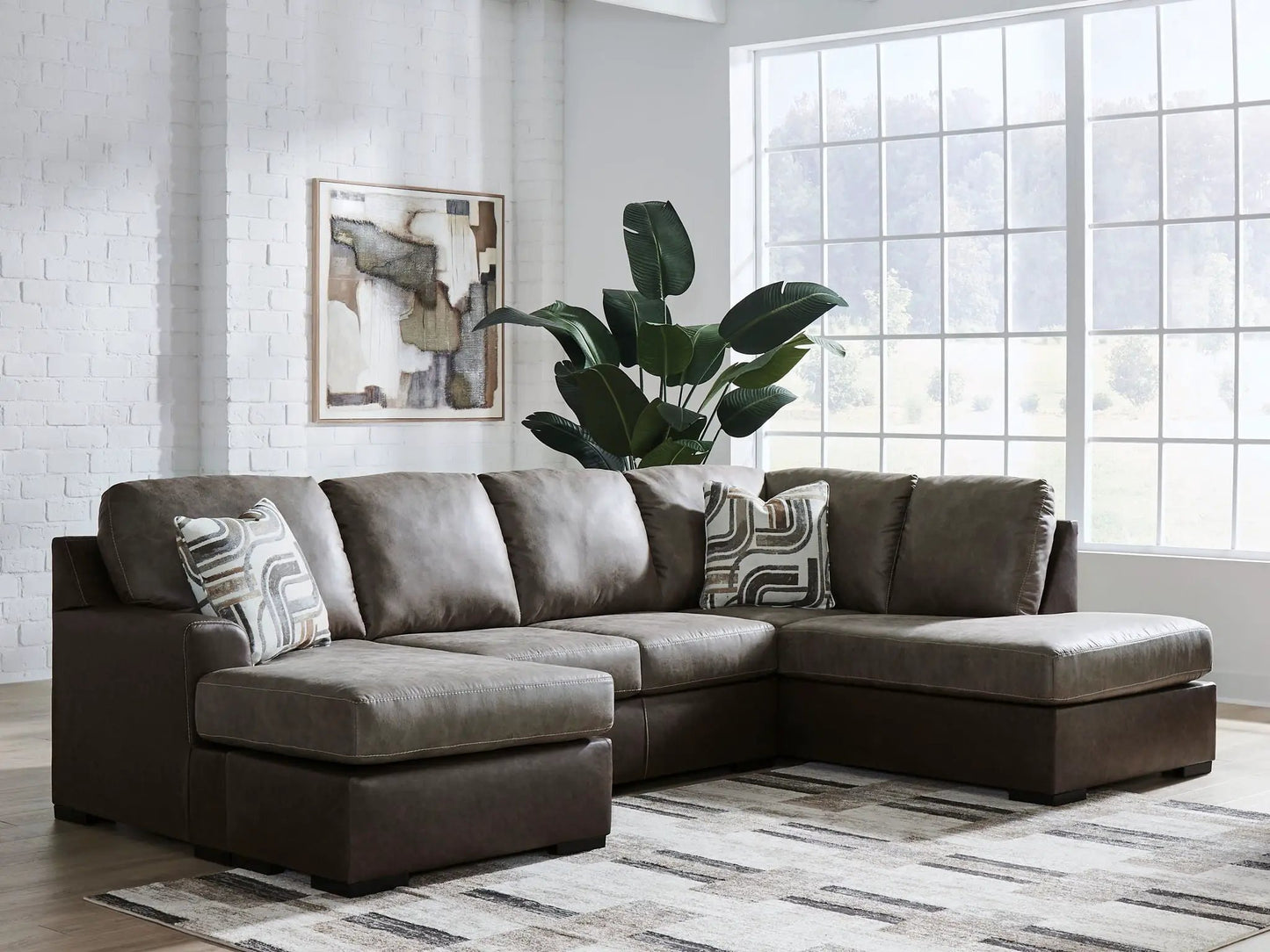 Castille Way Sectional Sofa with Chaise in Brown