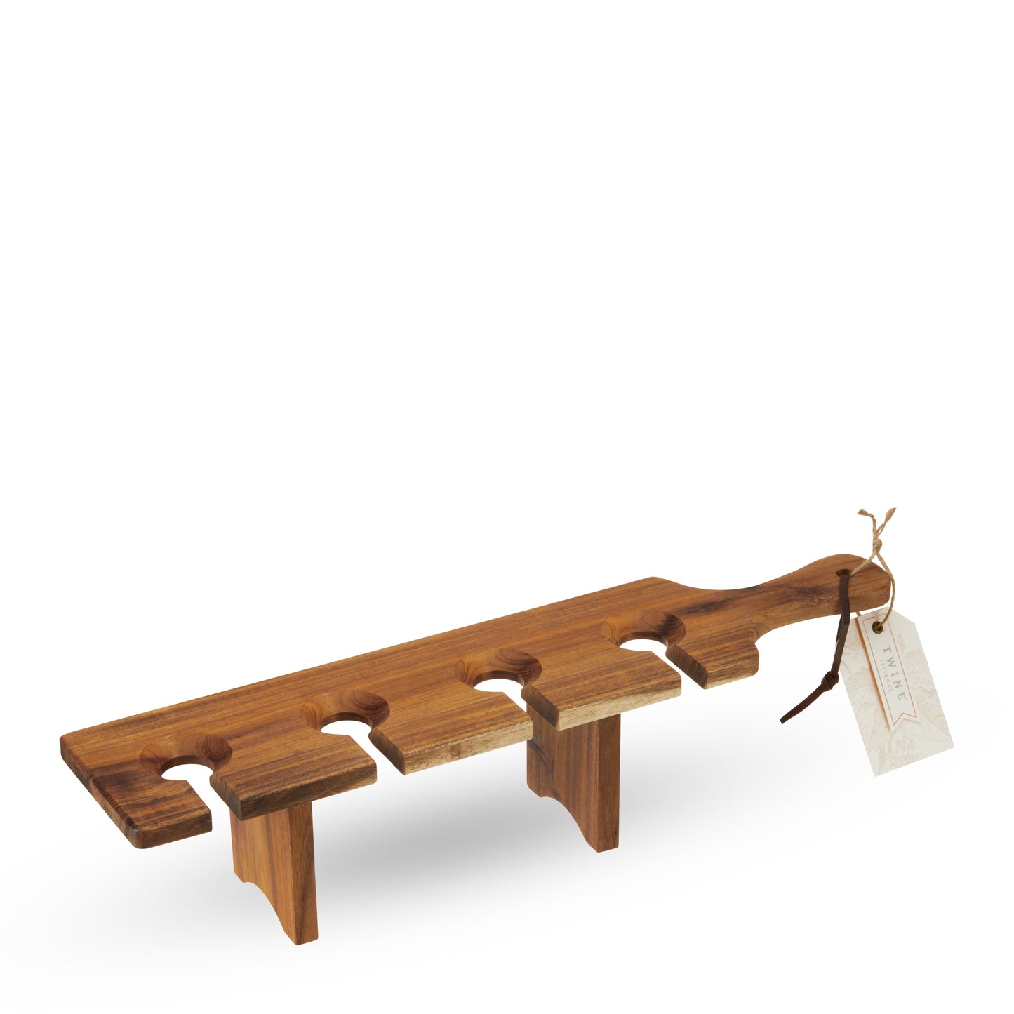Acacia Wood Wine Flight Board for Four Glasses