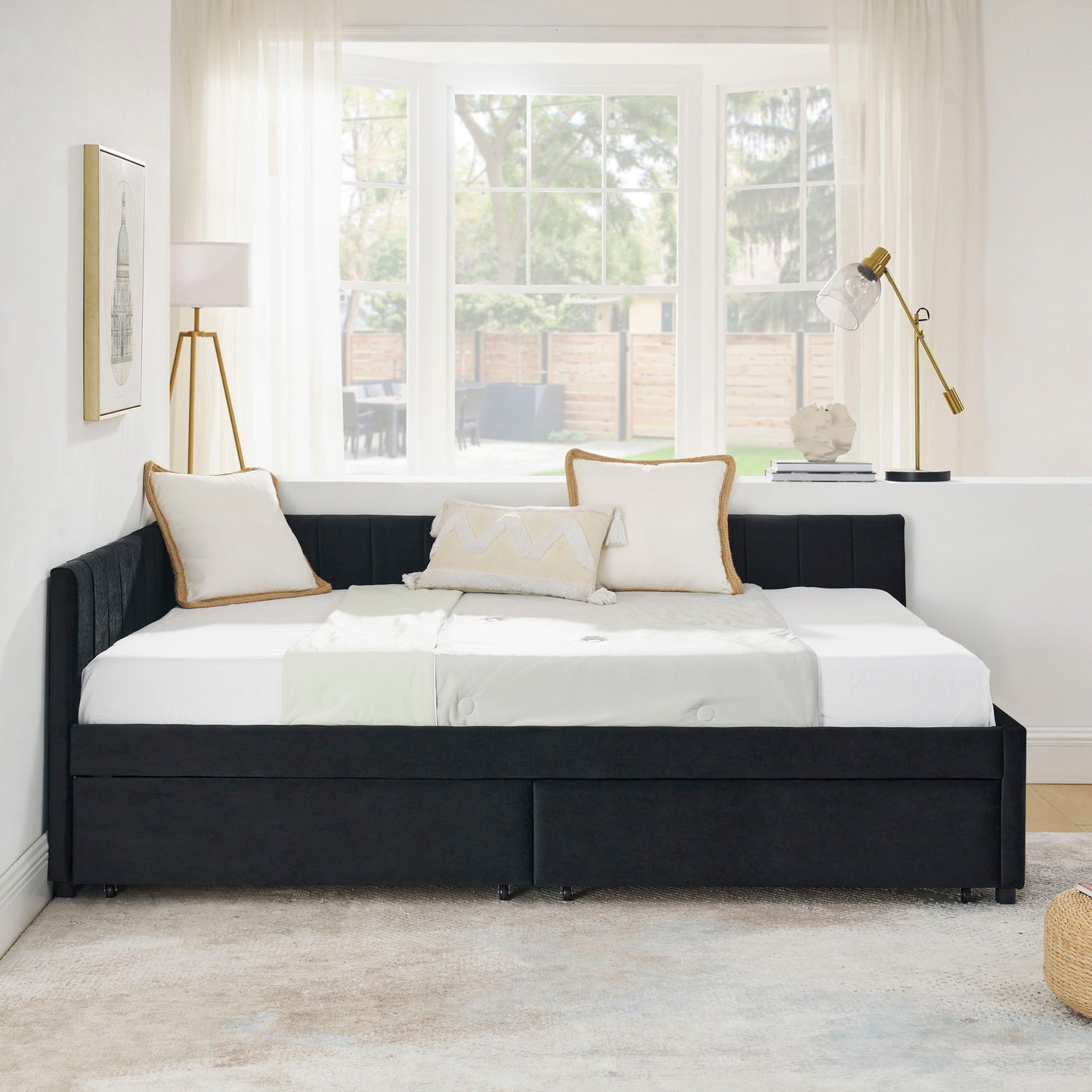 Upholstered Tufted Daybed Frame with Storage