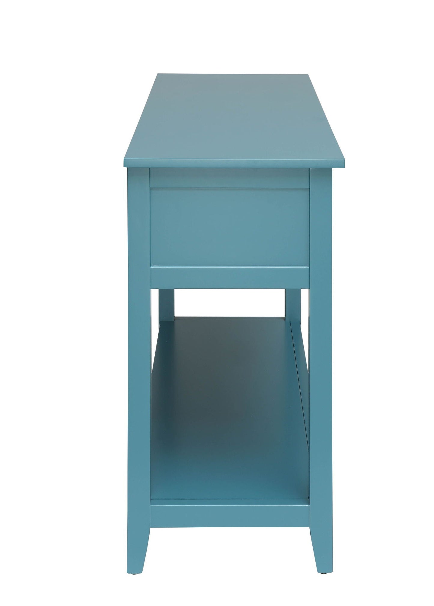 Flavius console table teal blue finish with storage drawer and lower shelf by HouseOfZazla on Tampa Home & Garden Store
