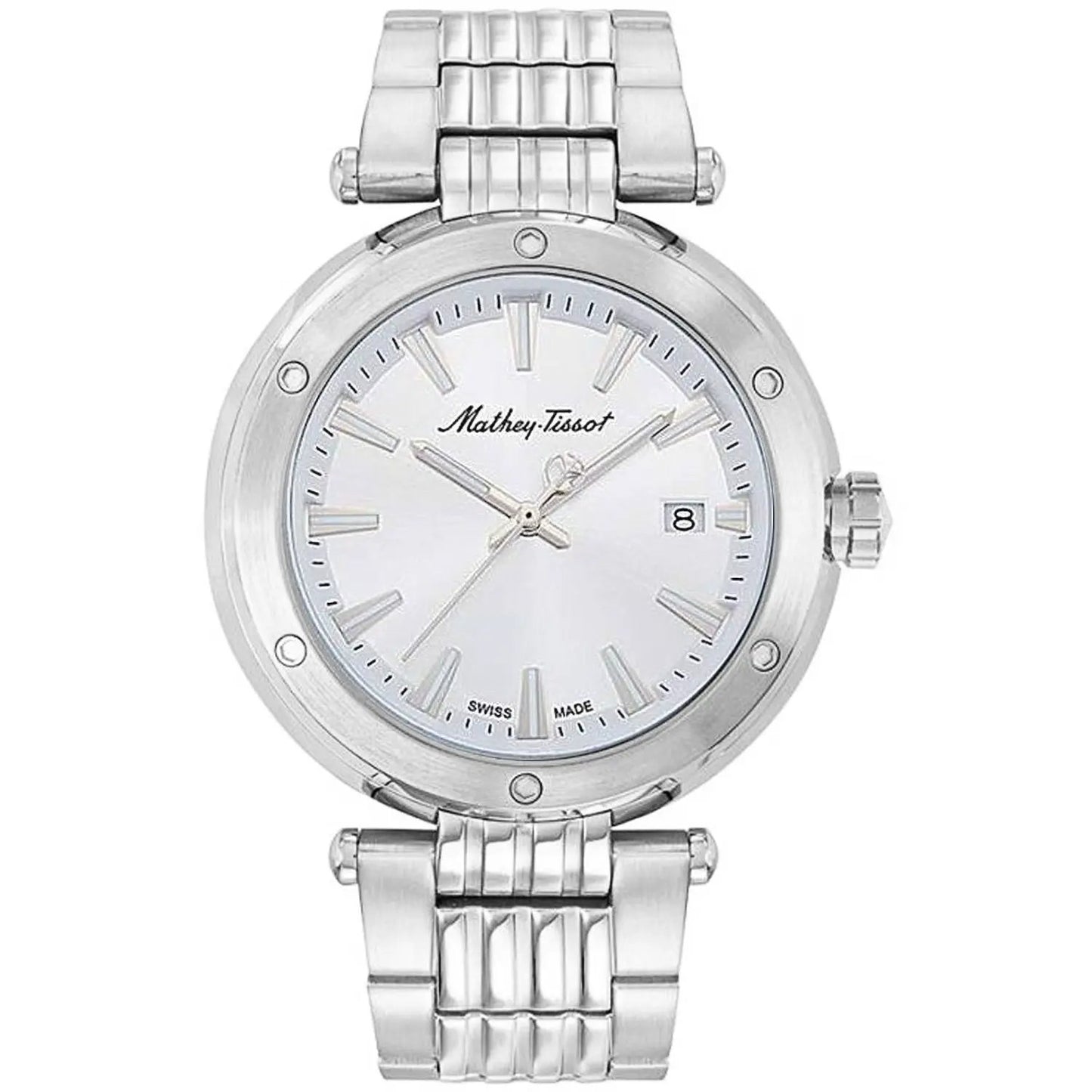 Mathey-Tissot Neptune stainless steel watch with white dial and date window on Tampa Home & Garden Store