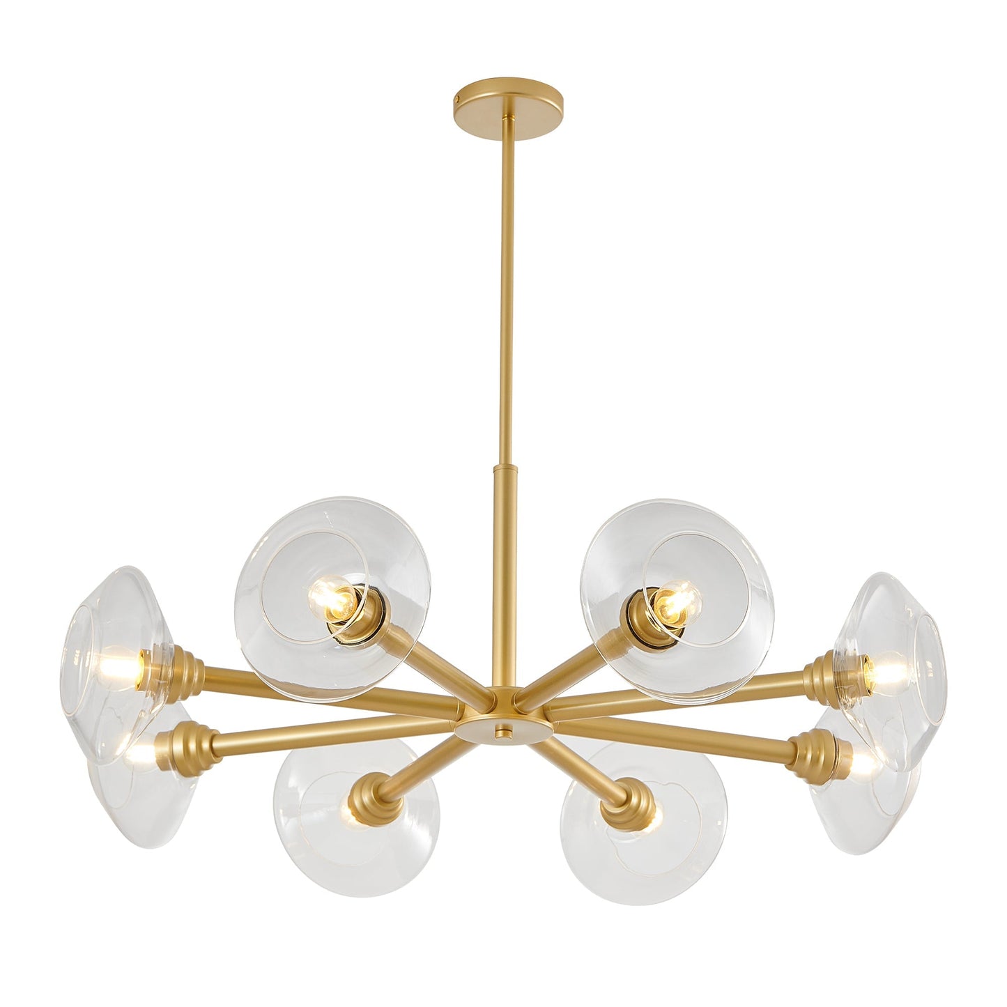 36-inch modern gold 8-light Sputnik chandelier with clear glass shades by HouseOfZazla on Tampa Home & Garden Store