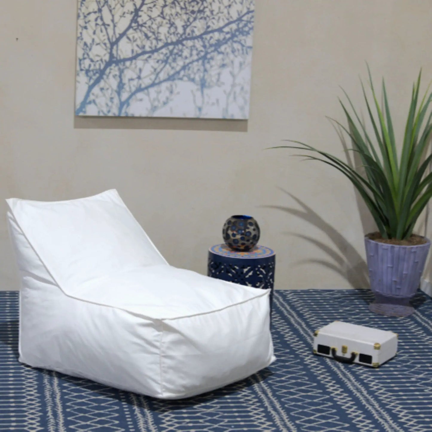 Ettie water resistant fabric bean bag chair white armless Unique Piece Furniture on Tampa Home & Garden Store