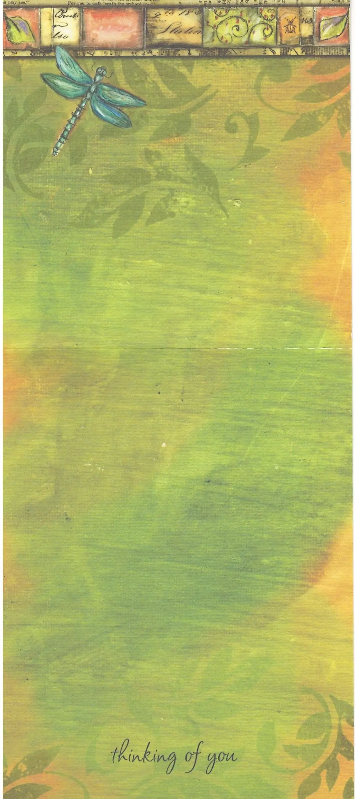 Dragonfly Thinking of You Card with Envelope turquoise dragonfly on lime gradient on Tampa Home & Garden Store